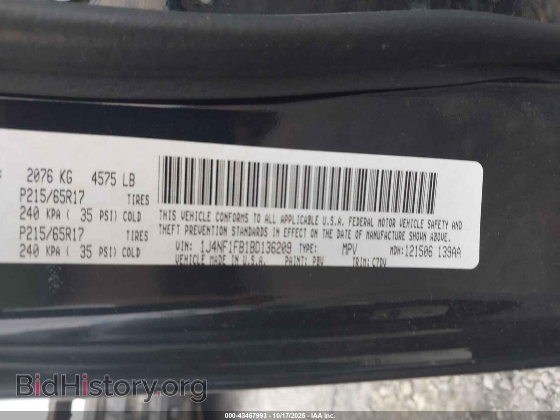 2011 JEEP COMPASS - VIN: 1J4NF1FB1BD136209 - Photo 9