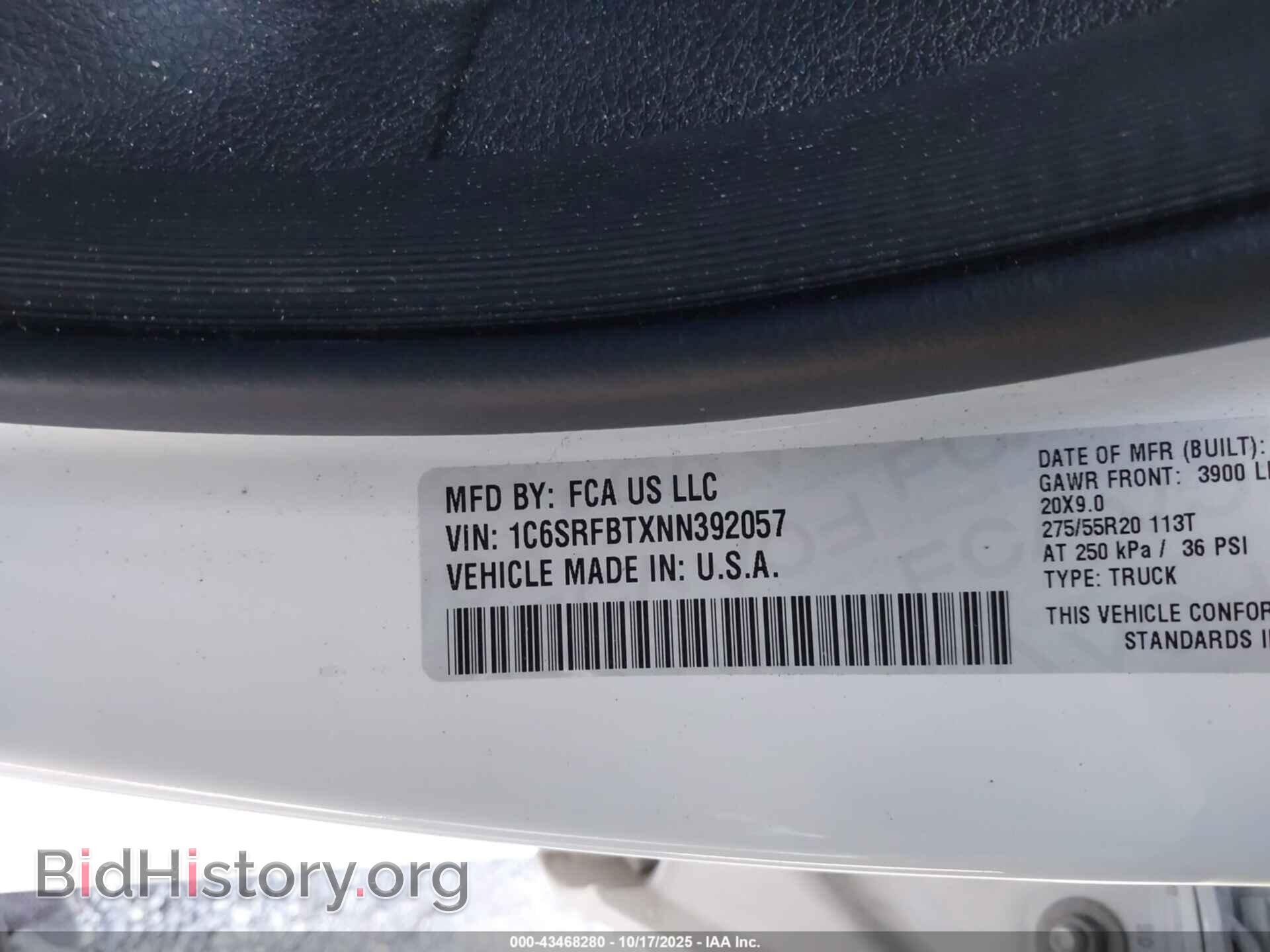 2022 RAM 1500 - VIN: 1C6SRFBTXNN392057 - Фото 9
