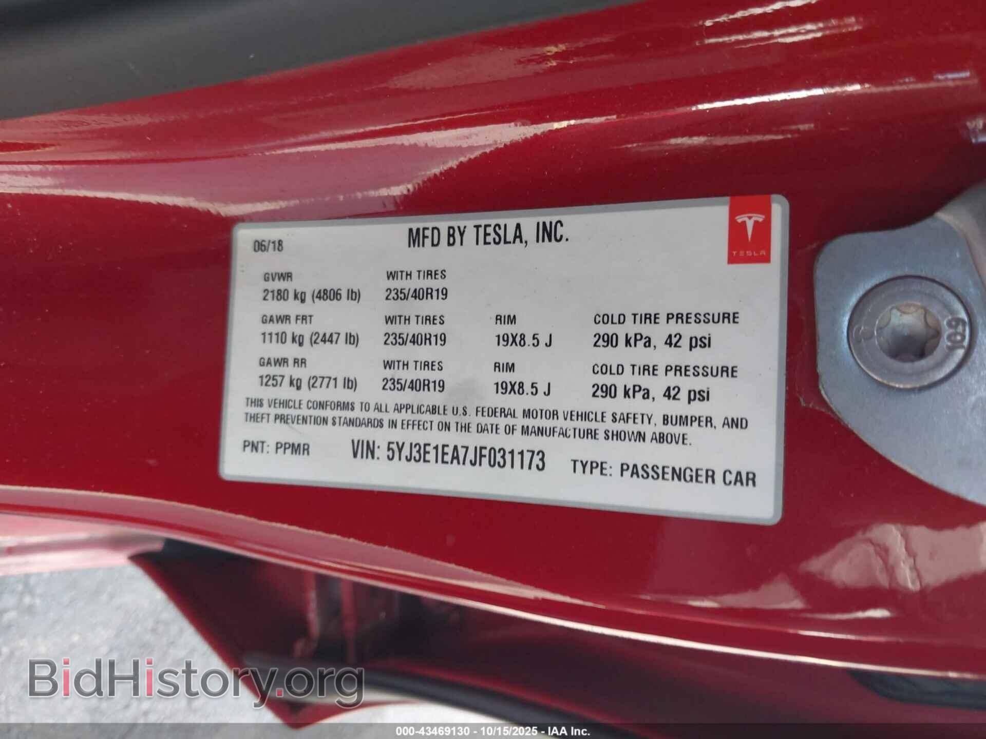 2018 TESLA MODEL 3 - VIN: 5YJ3E1EA7JF031173 - Фото 9
