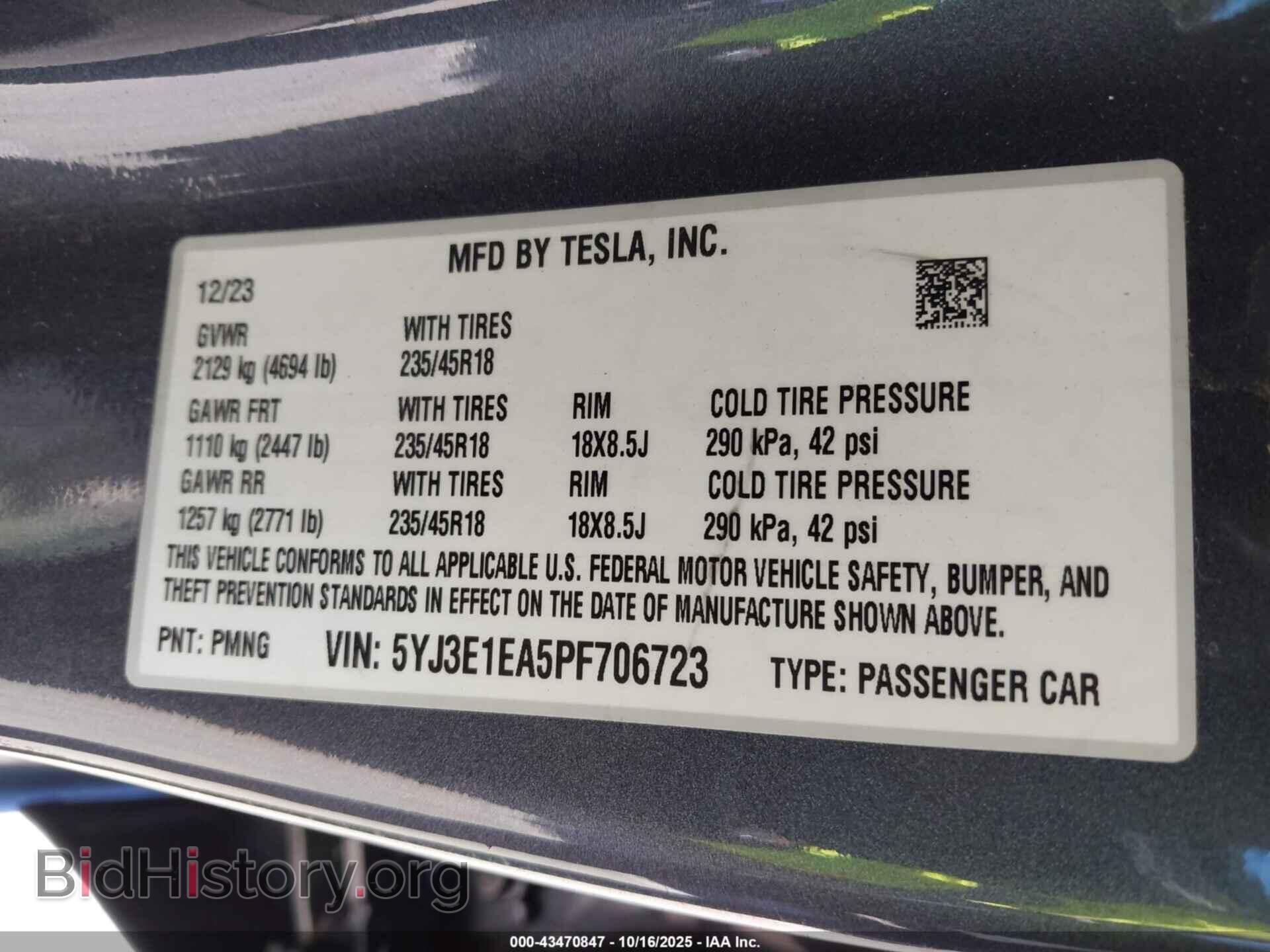 2023 TESLA MODEL 3 - VIN: 5YJ3E1EA5PF706723 - Фото 9