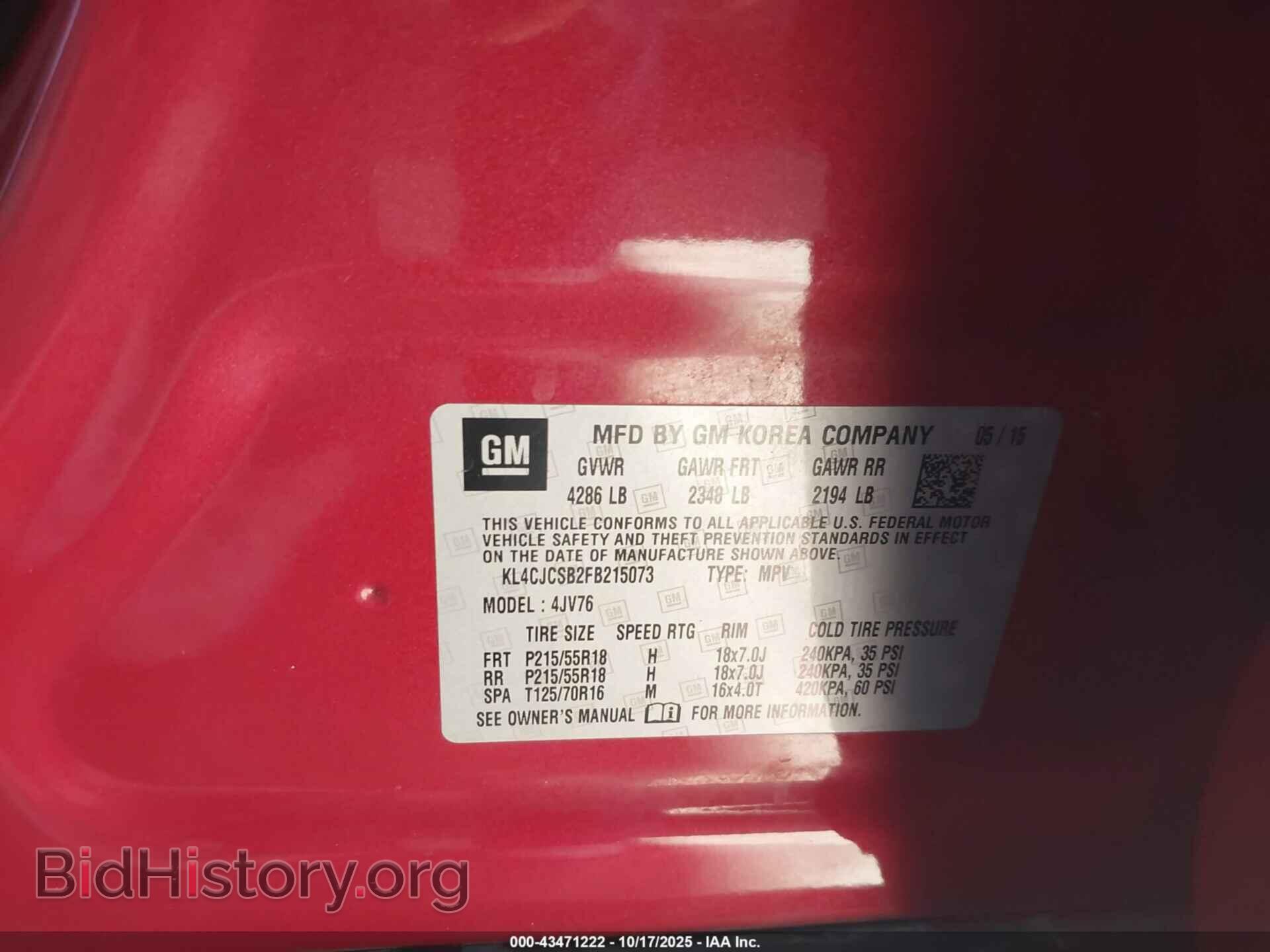 2015 BUICK ENCORE - VIN: KL4CJCSB2FB215073 - Photo 9