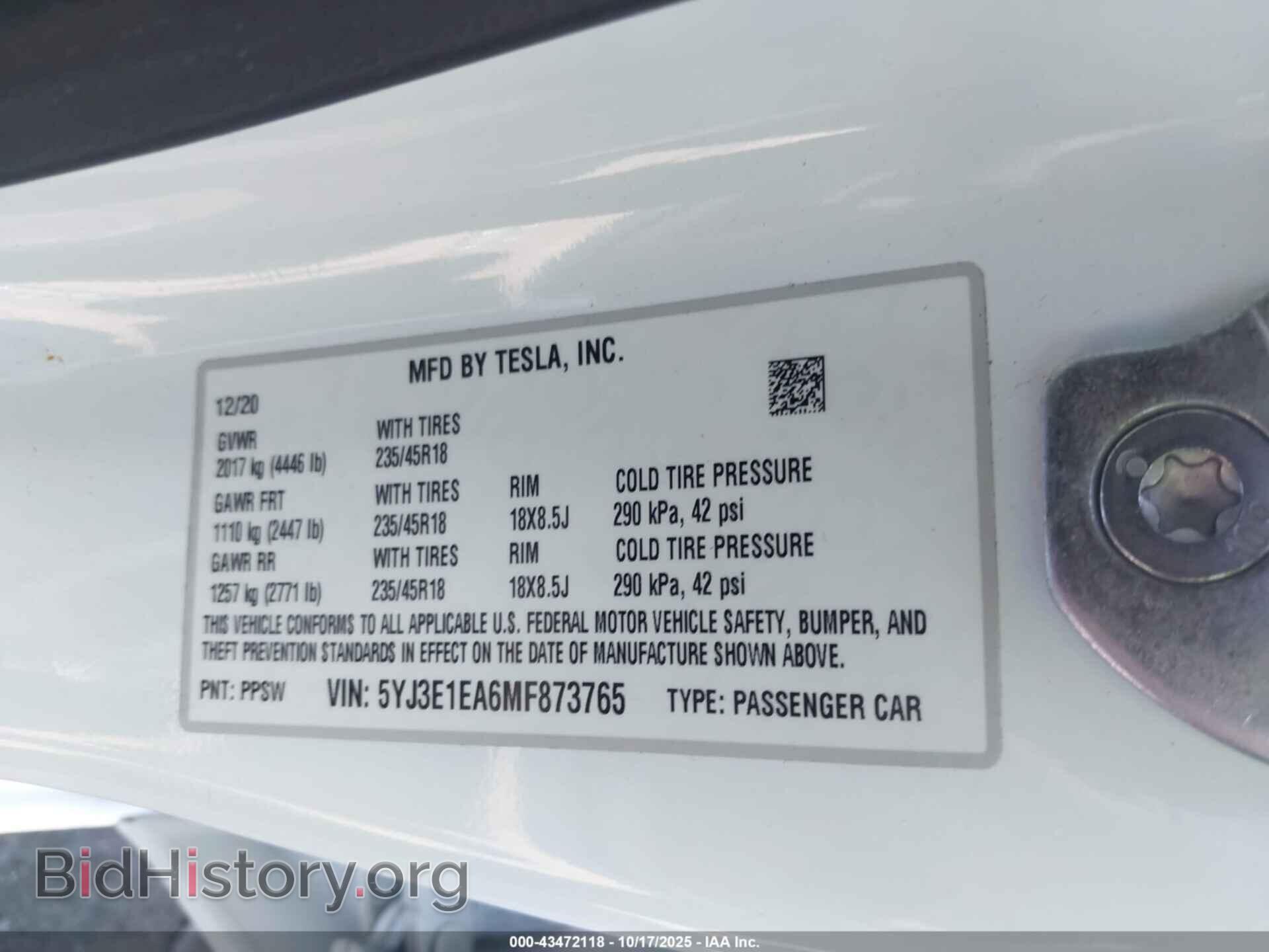 2021 TESLA MODEL 3 - VIN: 5YJ3E1EA6MF873765 - Photo 9
