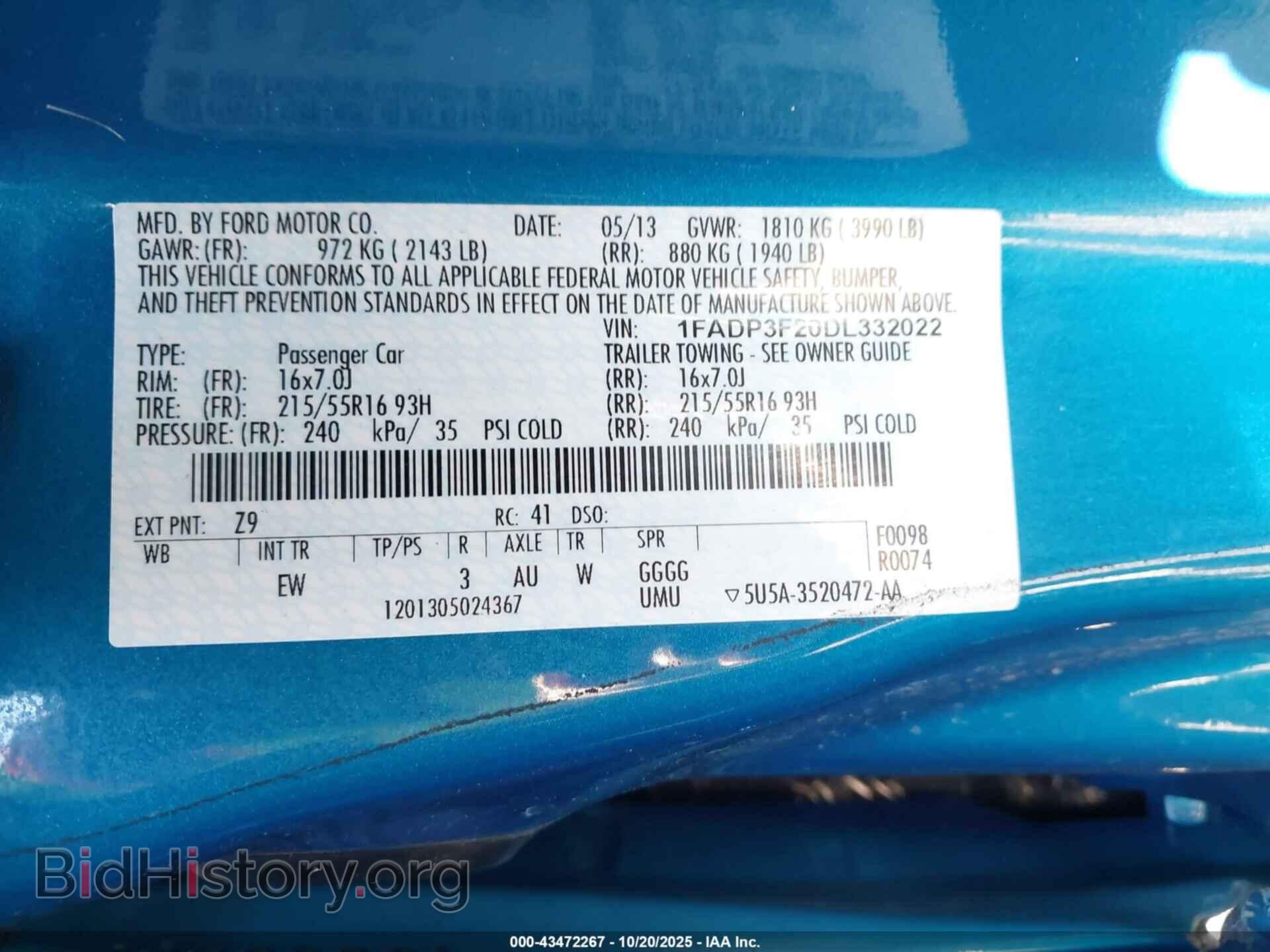 2013 FORD FOCUS - VIN: 1FADP3F20DL332022 - Фото 9