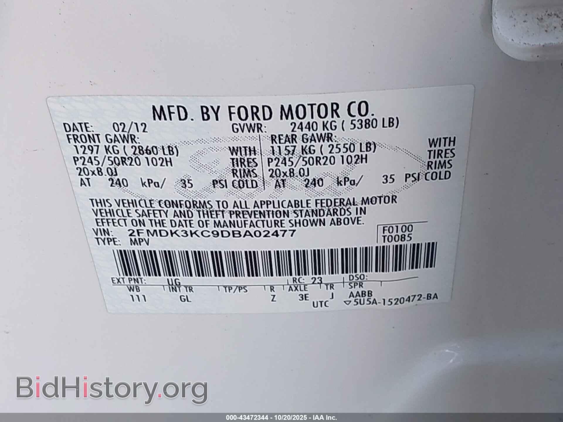 2013 FORD EDGE - VIN: 2FMDK3KC9DBA02477 - Photo 9