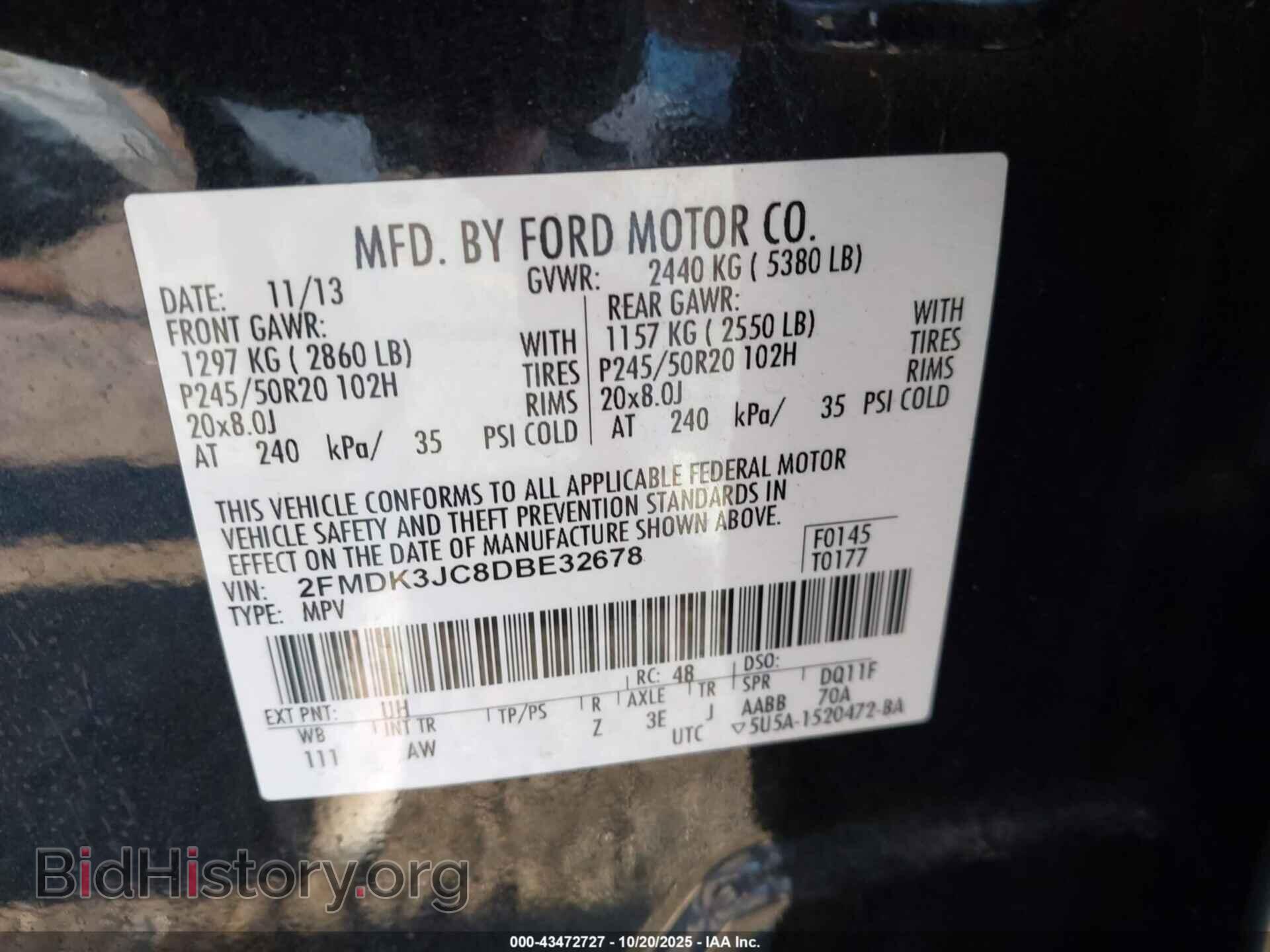 2013 FORD EDGE - VIN: 2FMDK3JC8DBE32678 - Photo 9