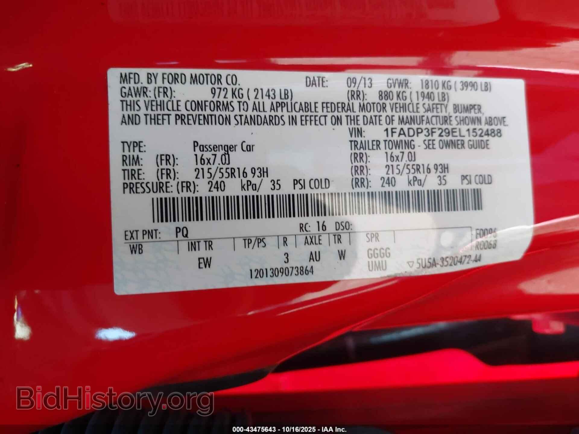 2014 FORD FOCUS - VIN: 1FADP3F29EL152488 - Фото 9