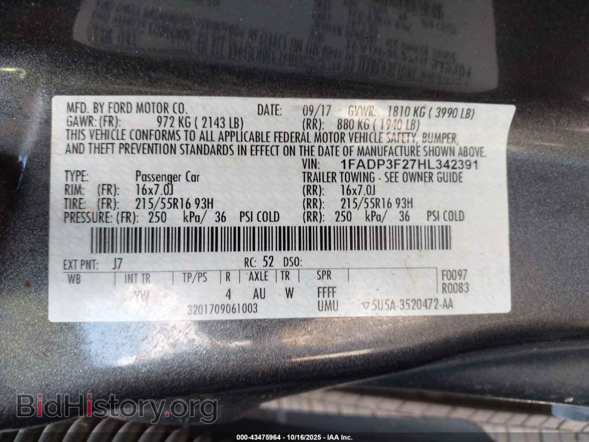 2017 FORD FOCUS - VIN: 1FADP3F27HL342391 - Фото 9