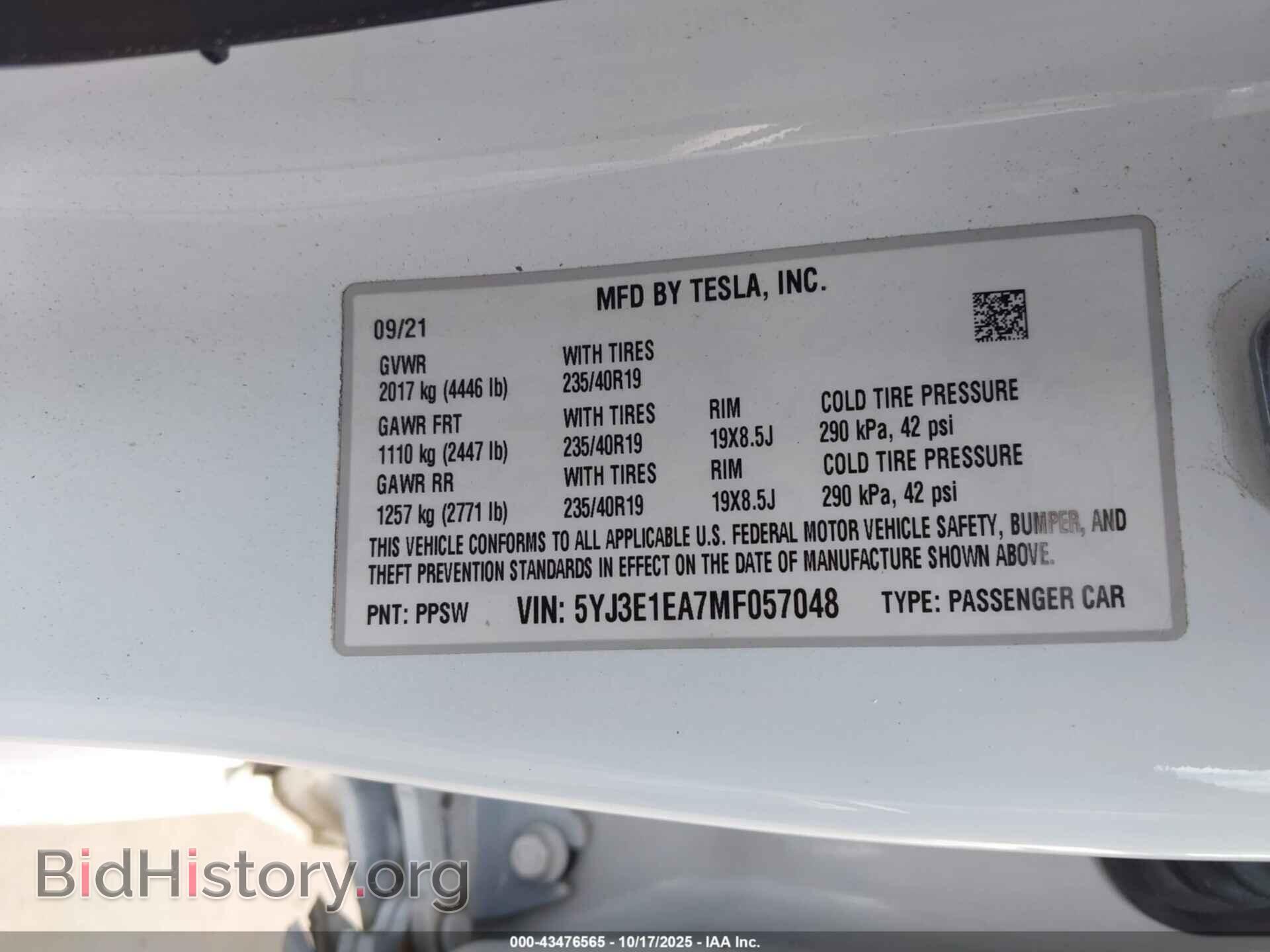 2021 TESLA MODEL 3 - VIN: 5YJ3E1EA7MF057048 - Photo 9