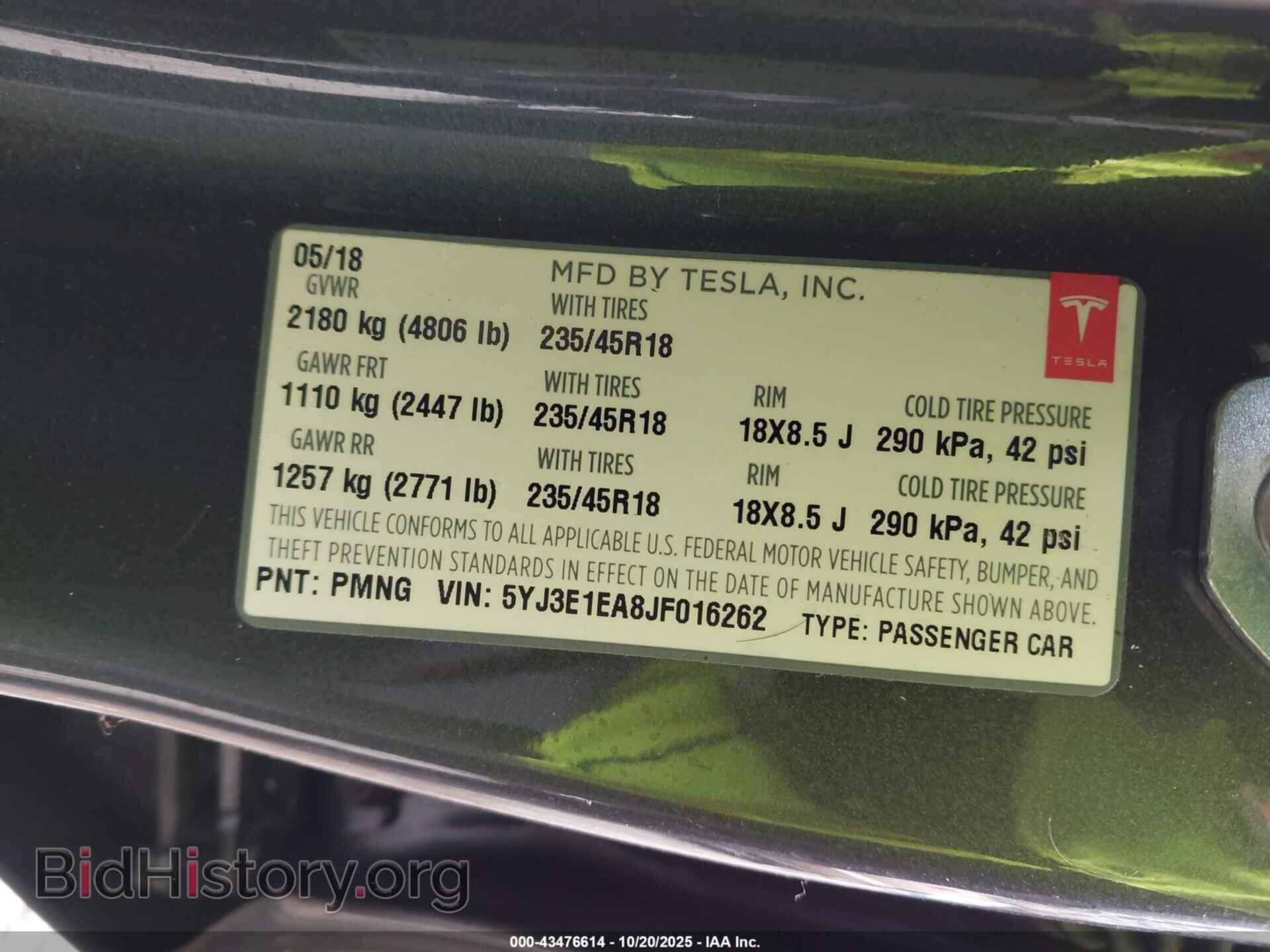 2018 TESLA MODEL 3 - VIN: 5YJ3E1EA8JF016262 - Photo 9