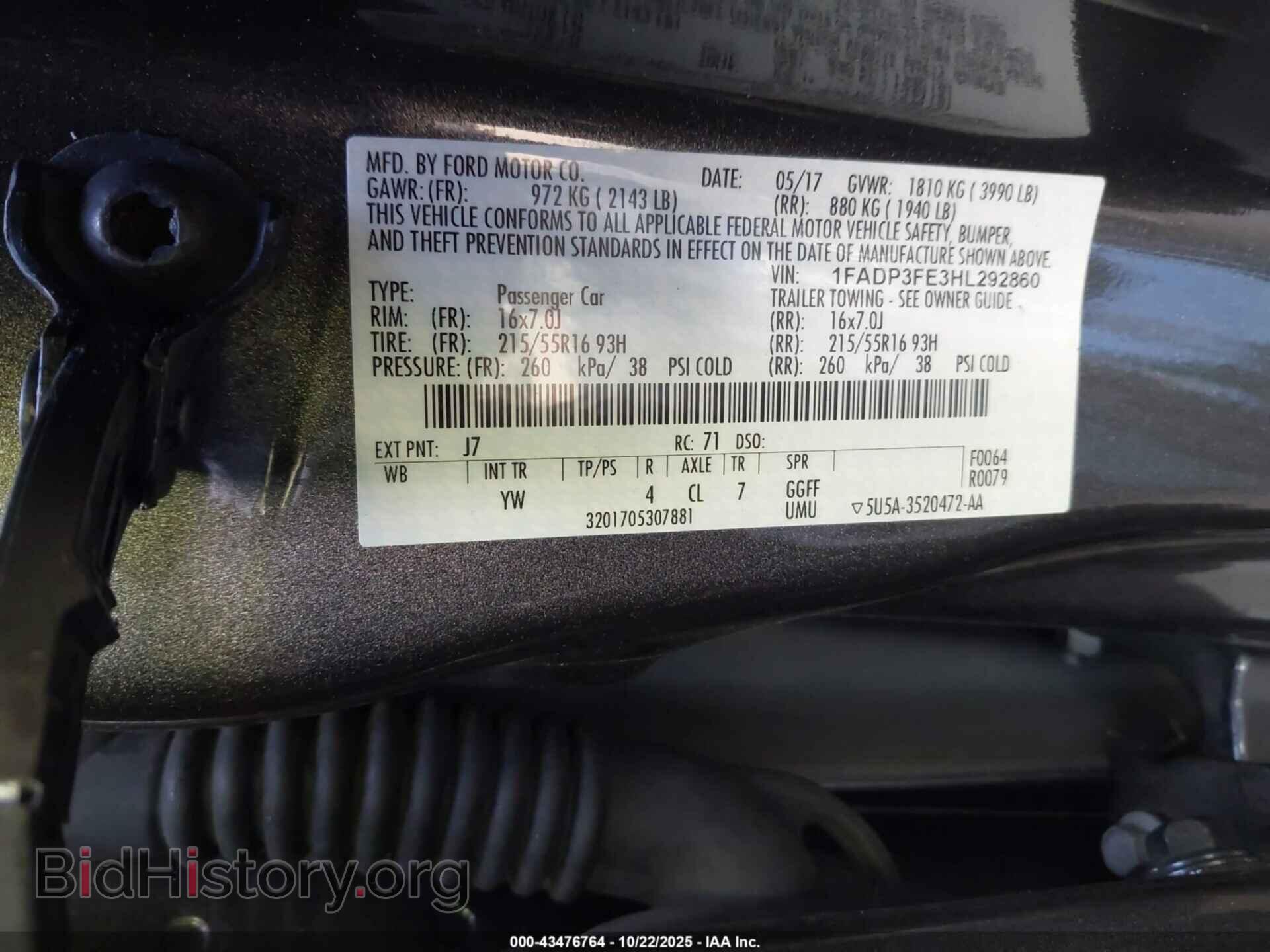 2017 FORD FOCUS - VIN: 1FADP3FE3HL292860 - Фото 9