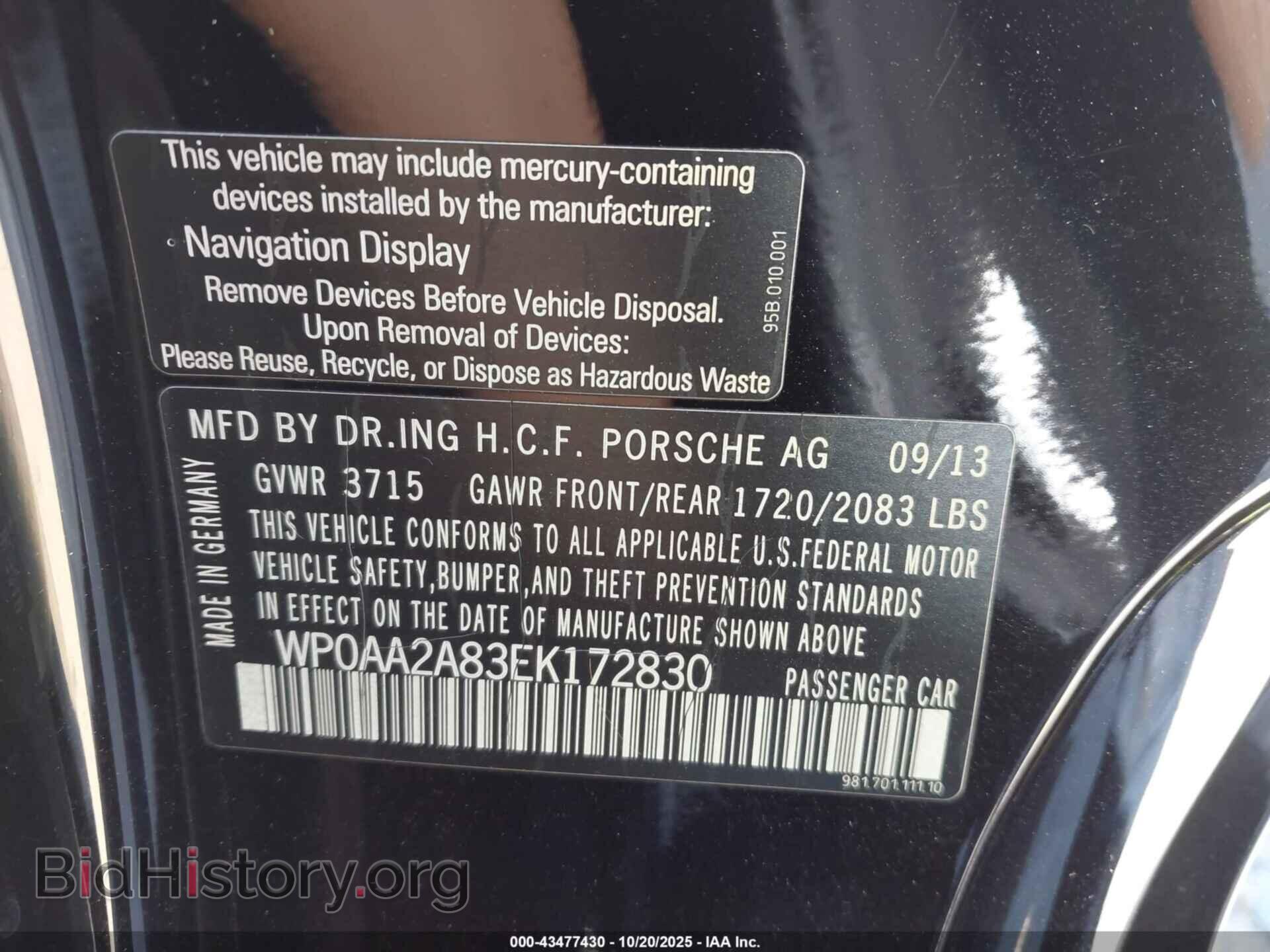 2014 PORSCHE CAYMAN - VIN: WP0AA2A83EK172830 - Фото 9