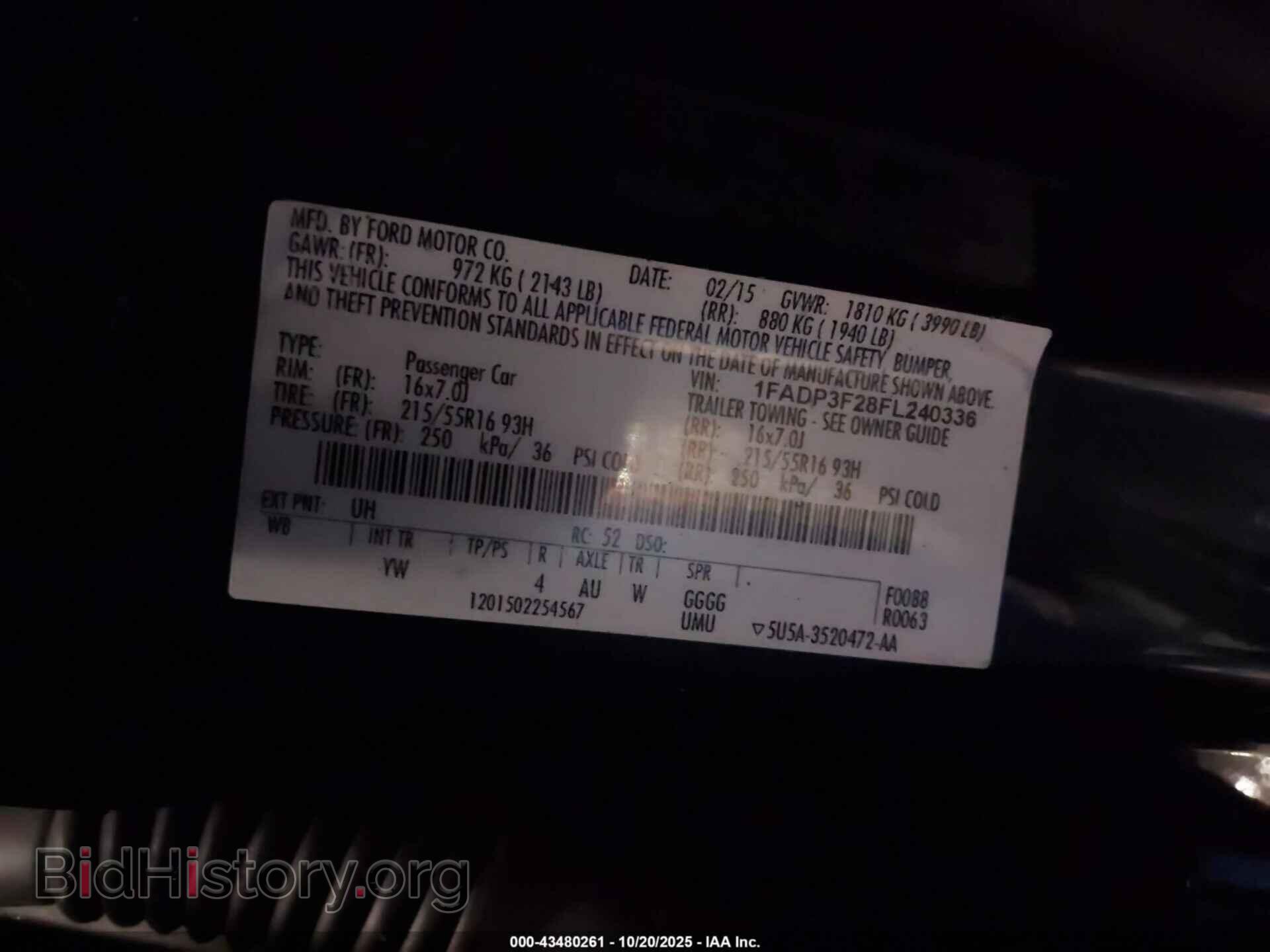 2015 FORD FOCUS - VIN: 1FADP3F28FL240336 - Фото 9