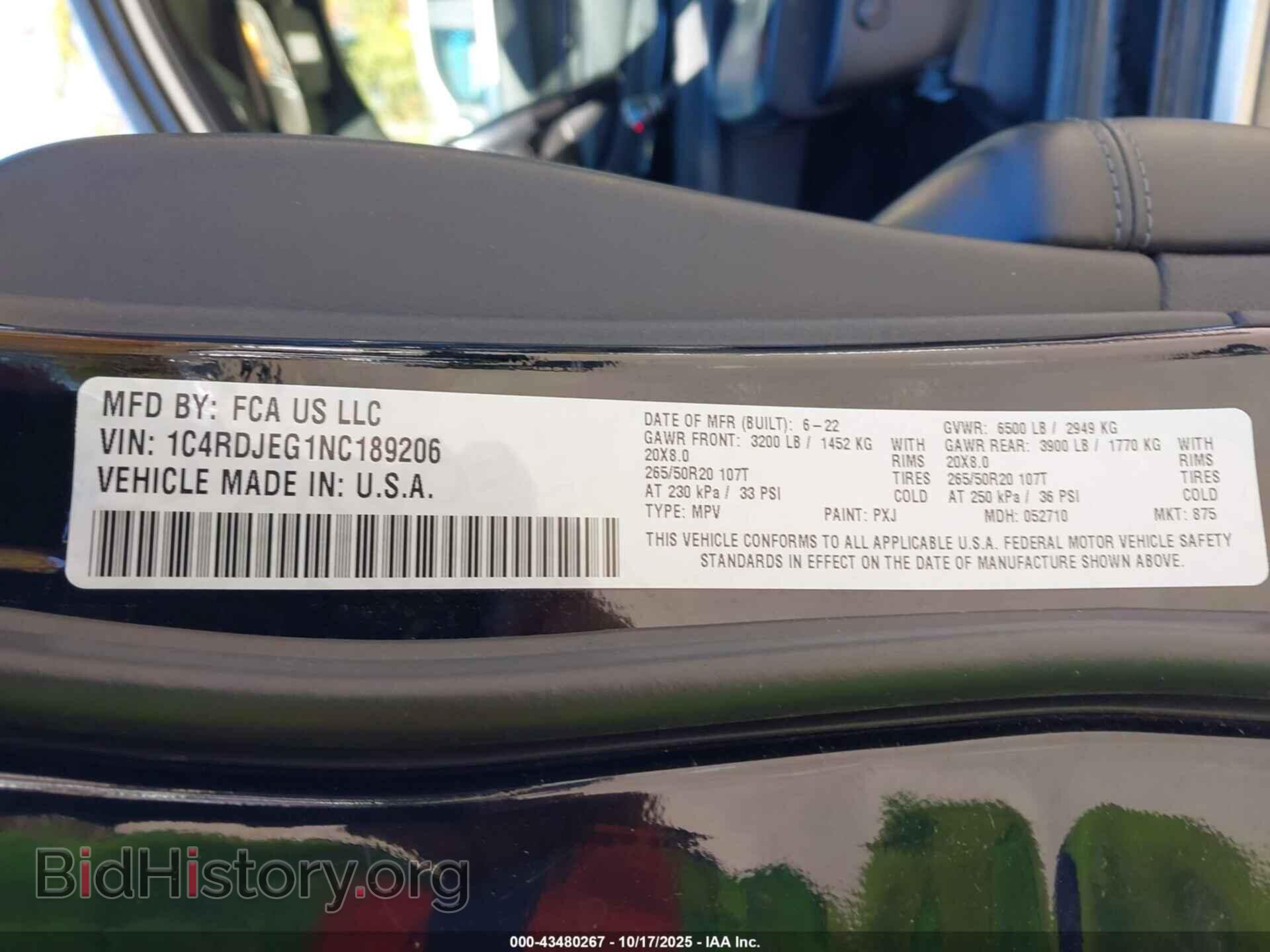 2022 DODGE DURANGO - VIN: 1C4RDJEG1NC189206 - Фото 9