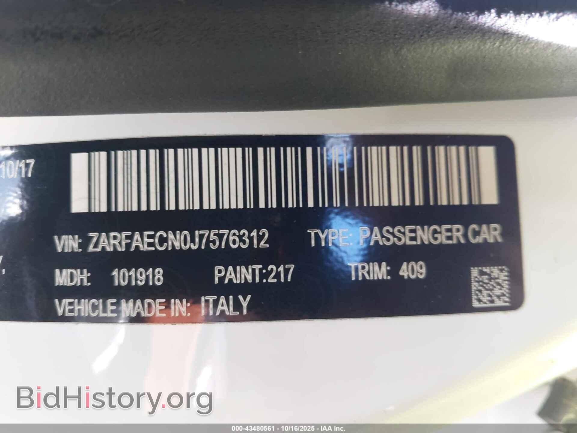 2018 ALFA ROMEO GIULIA - VIN: ZARFAECN0J7576312 - Фото 9