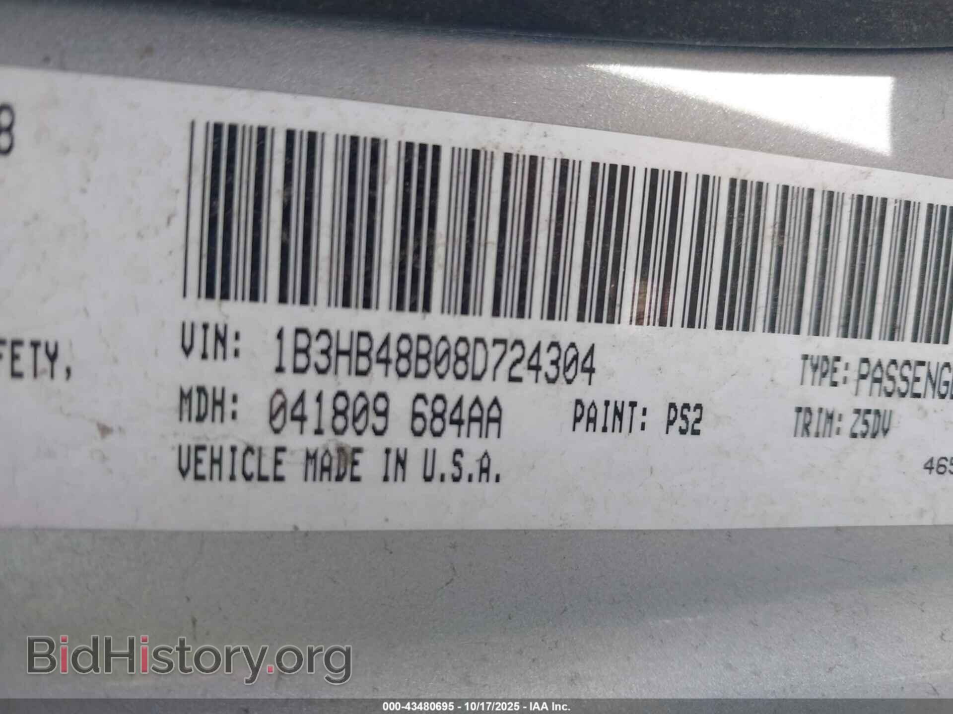 2008 DODGE CALIBER - VIN: 1B3HB48B08D724304 - Фото 9