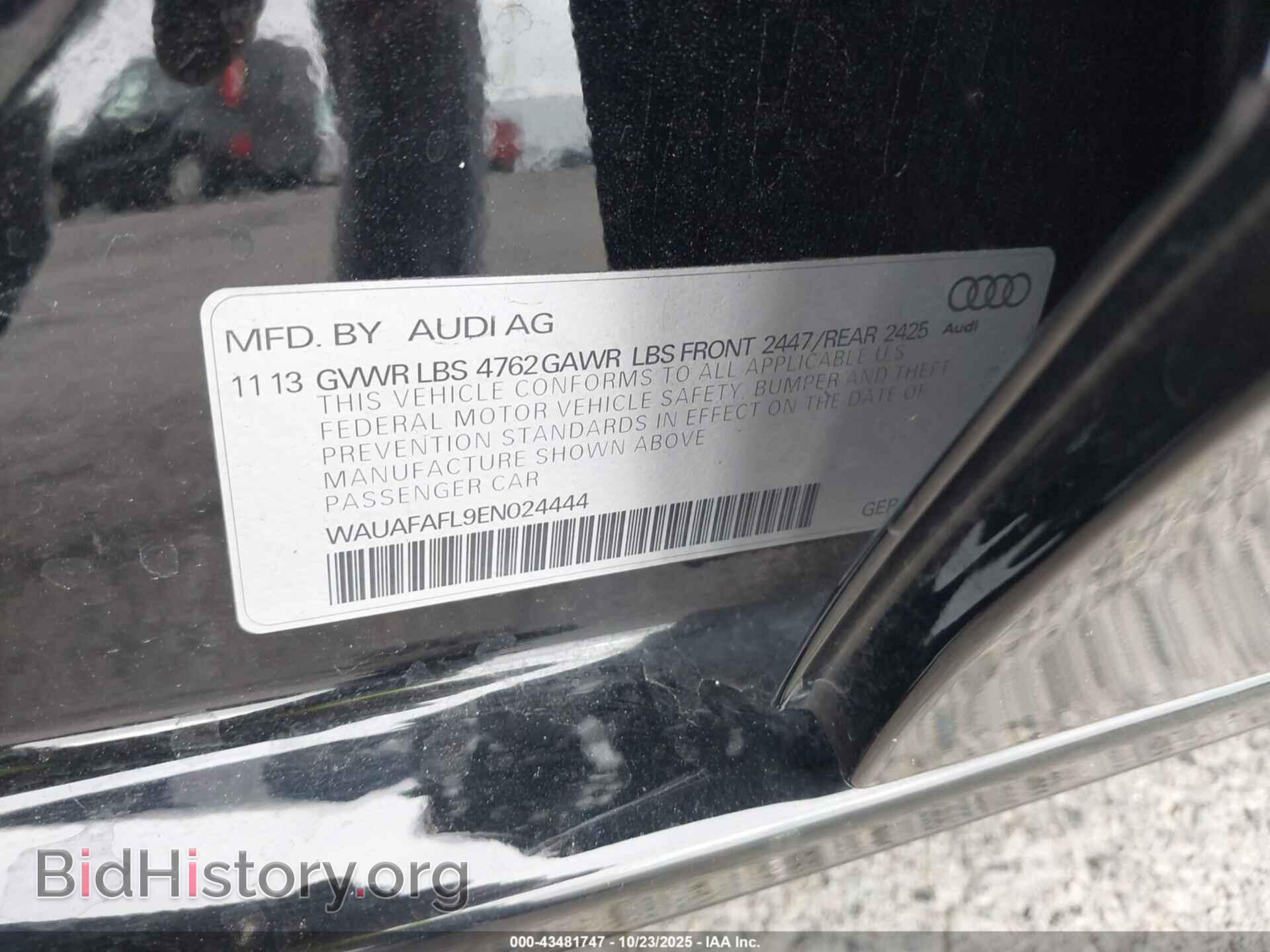 2014 AUDI A4 - VIN: WAUAFAFL9EN024444 - Фото 9
