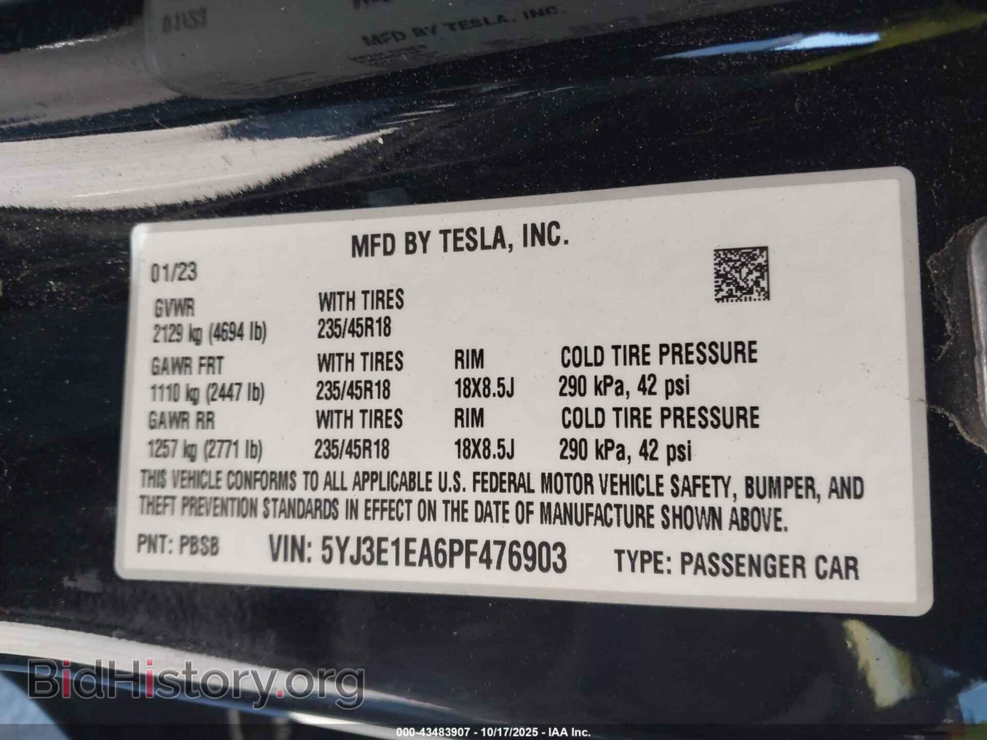2023 TESLA MODEL 3 - VIN: 5YJ3E1EA6PF476903 - Фото 9
