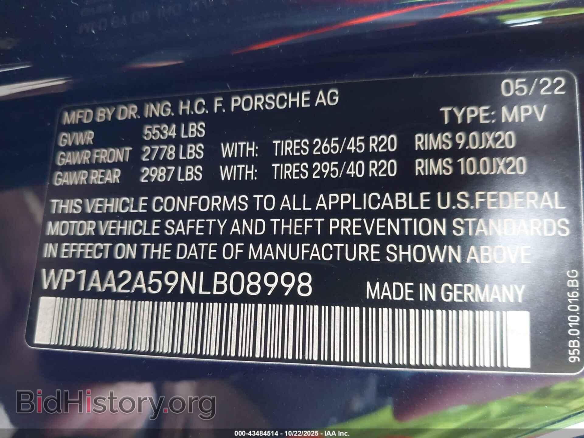 2022 PORSCHE MACAN - VIN: WP1AA2A59NLB08998 - Photo 9