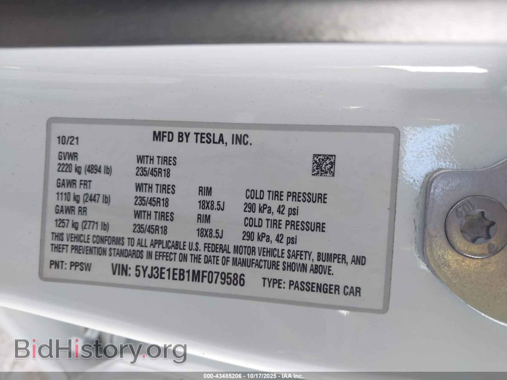 2021 TESLA MODEL 3 - VIN: 5YJ3E1EB1MF079586 - Фото 9