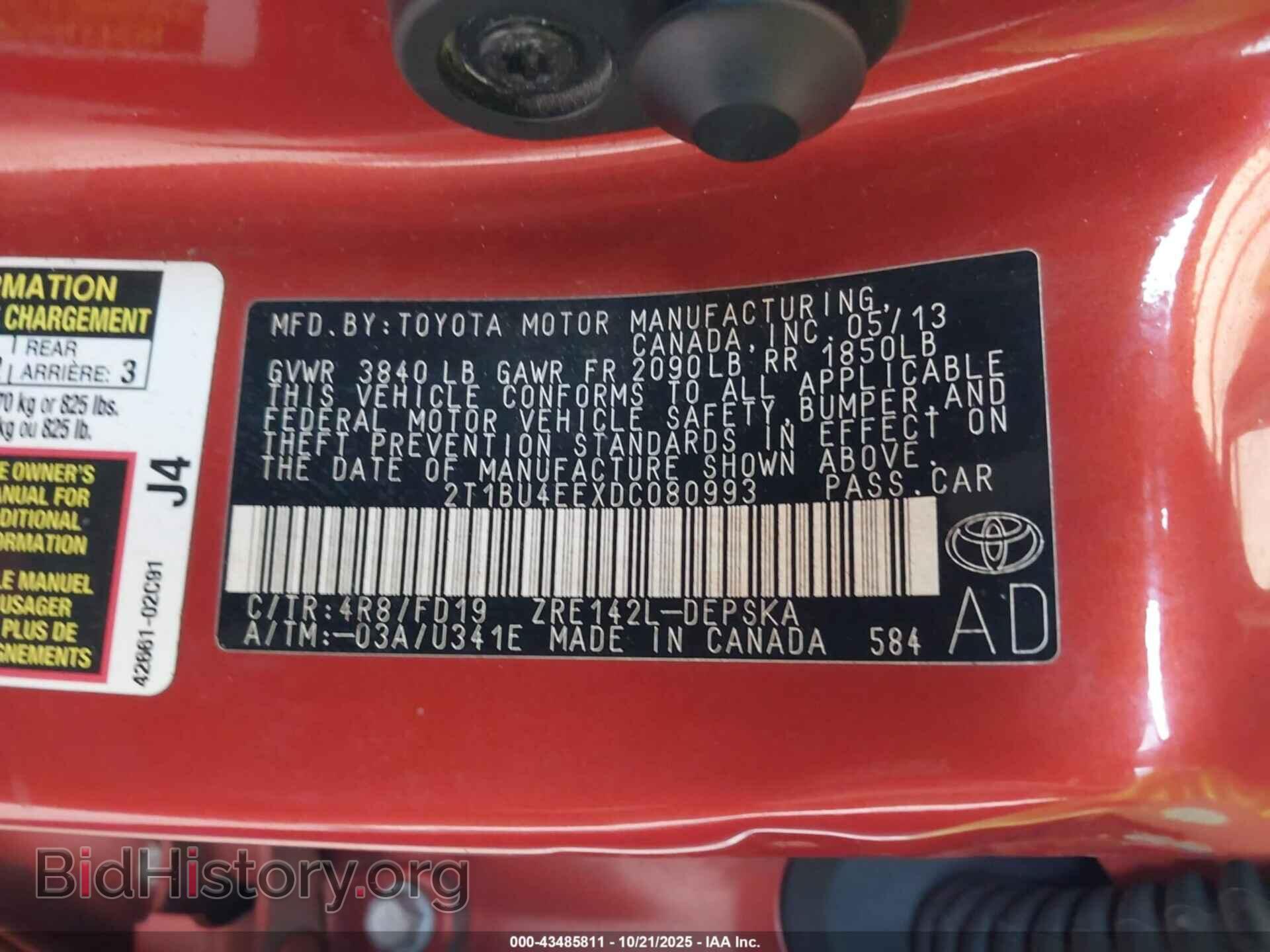 2013 TOYOTA COROLLA - VIN: 2T1BU4EEXDC080993 - Фото 9