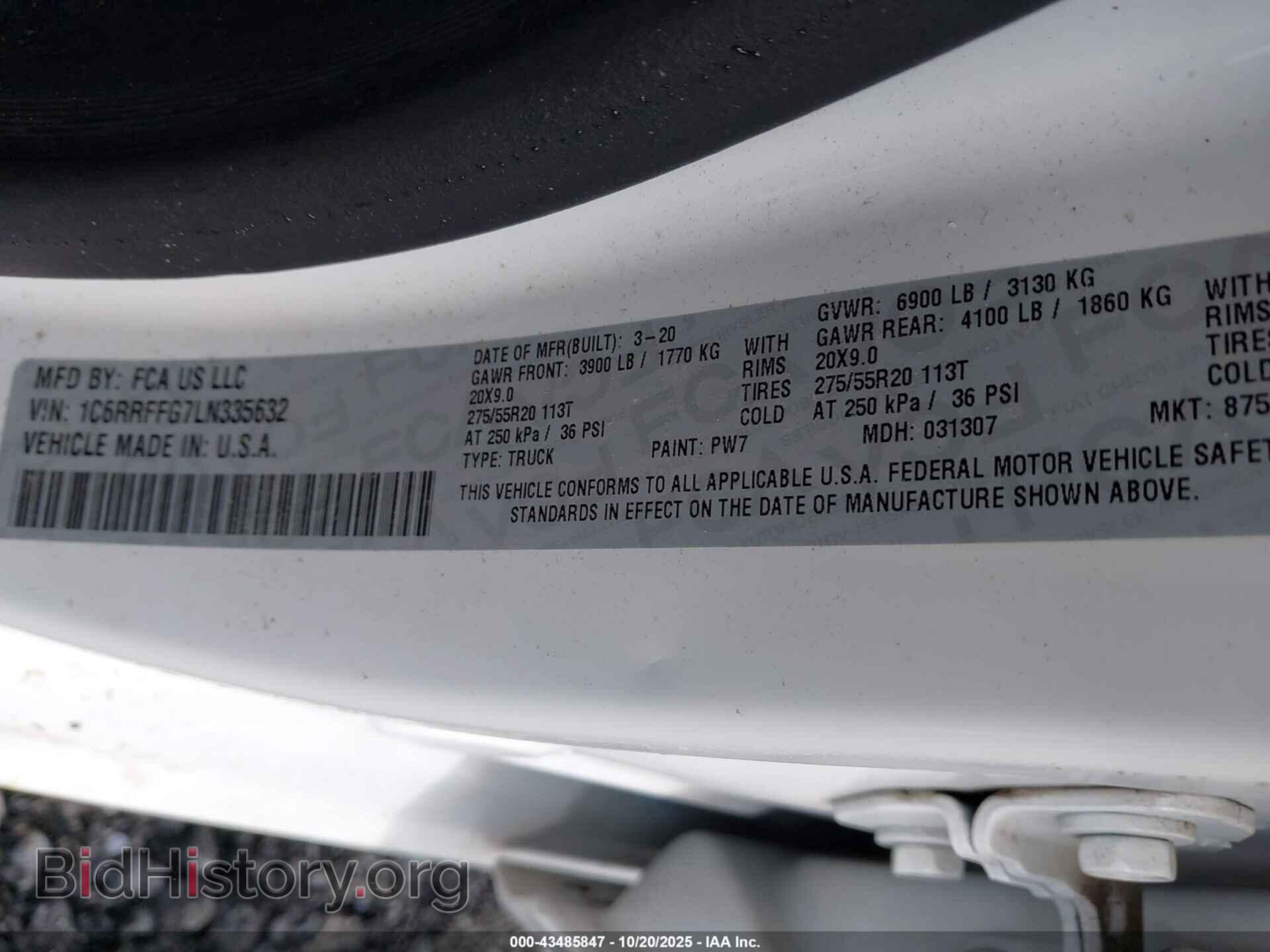 2020 RAM 1500 - VIN: 1C6RRFFG7LN335632 - Фото 9