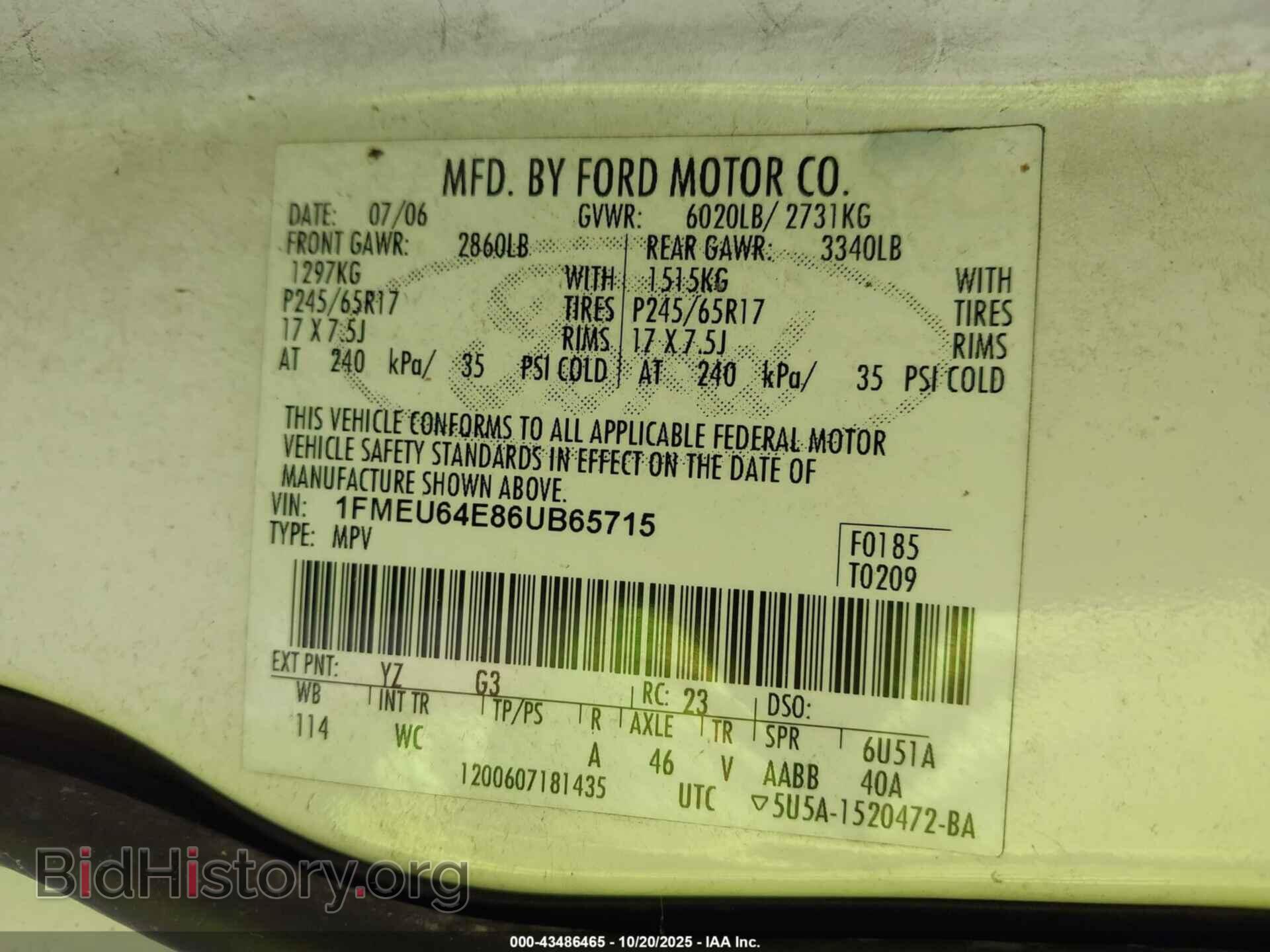 2006 FORD EXPLORER - VIN: 1FMEU64E86UB65715 - Фото 9