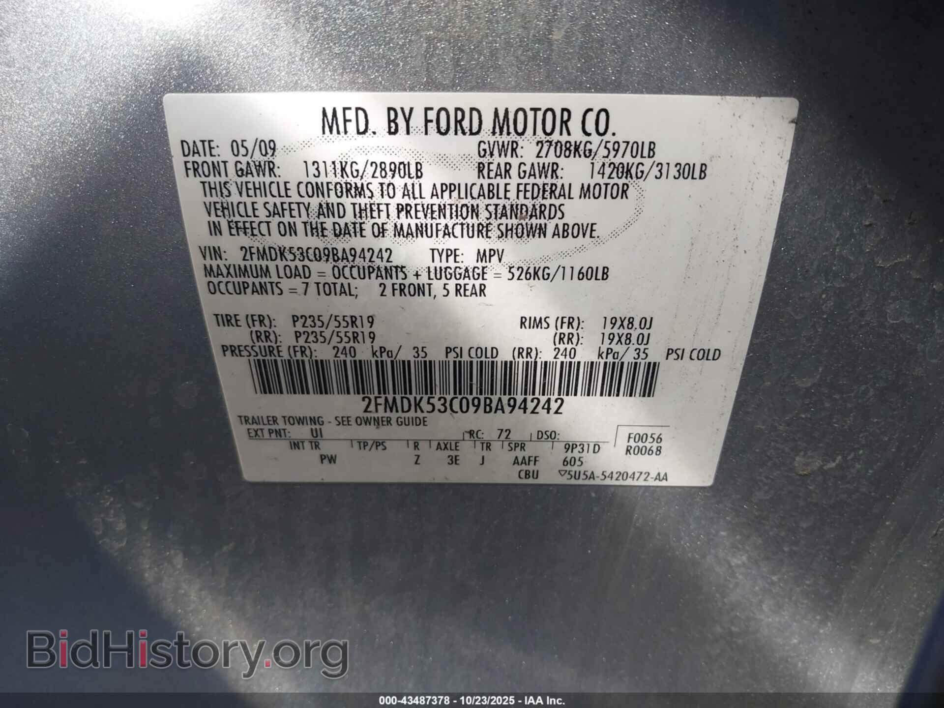 2009 FORD FLEX - VIN: 2FMDK53C09BA94242 - Photo 9