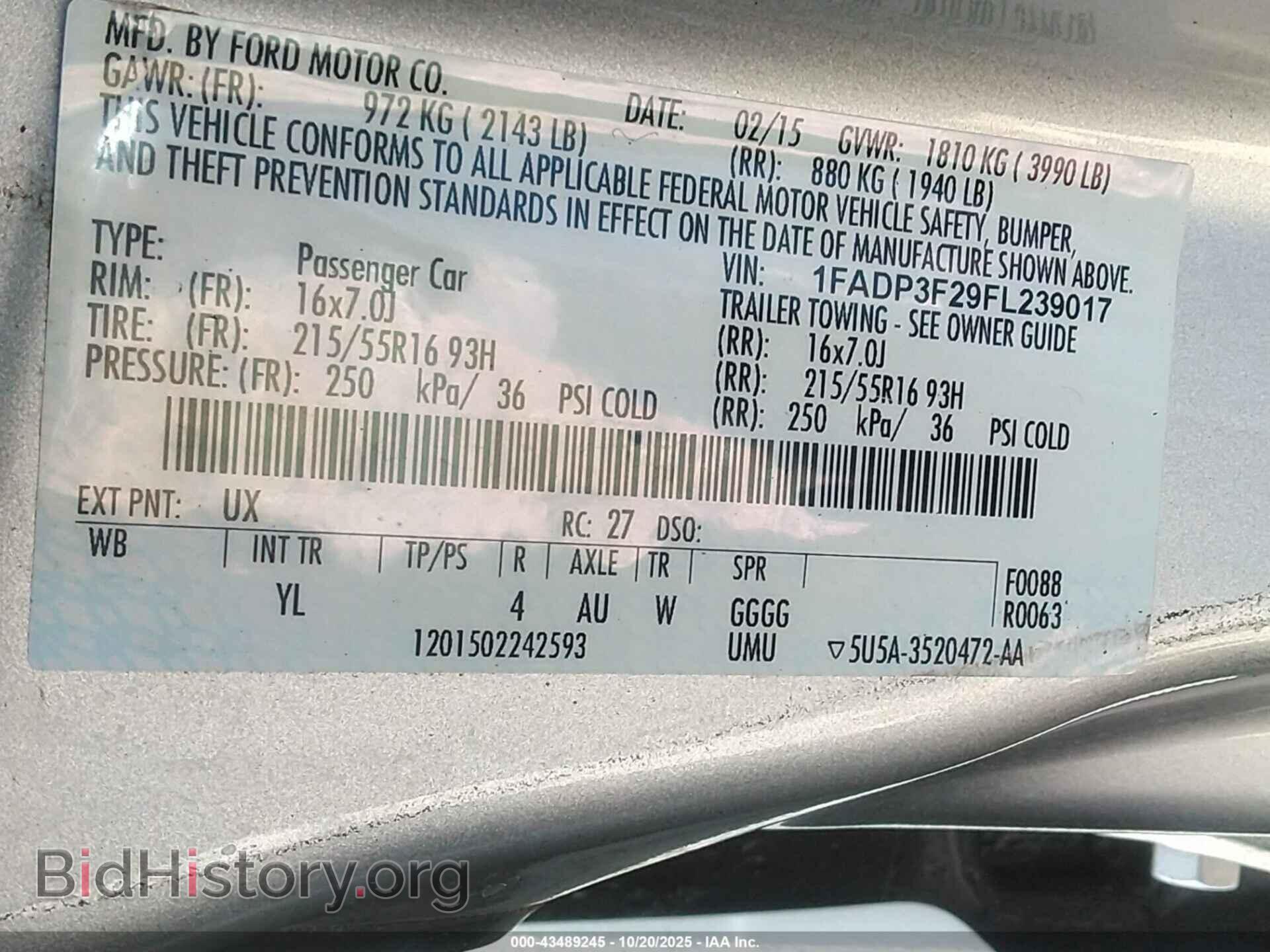 2015 FORD FOCUS - VIN: 1FADP3F29FL239017 - Фото 9