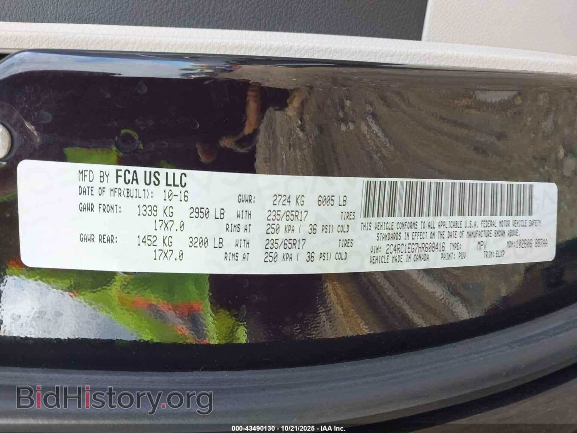 2017 CHRYSLER PACIFICA - VIN: 2C4RC1EG7HR608416 - Photo 9
