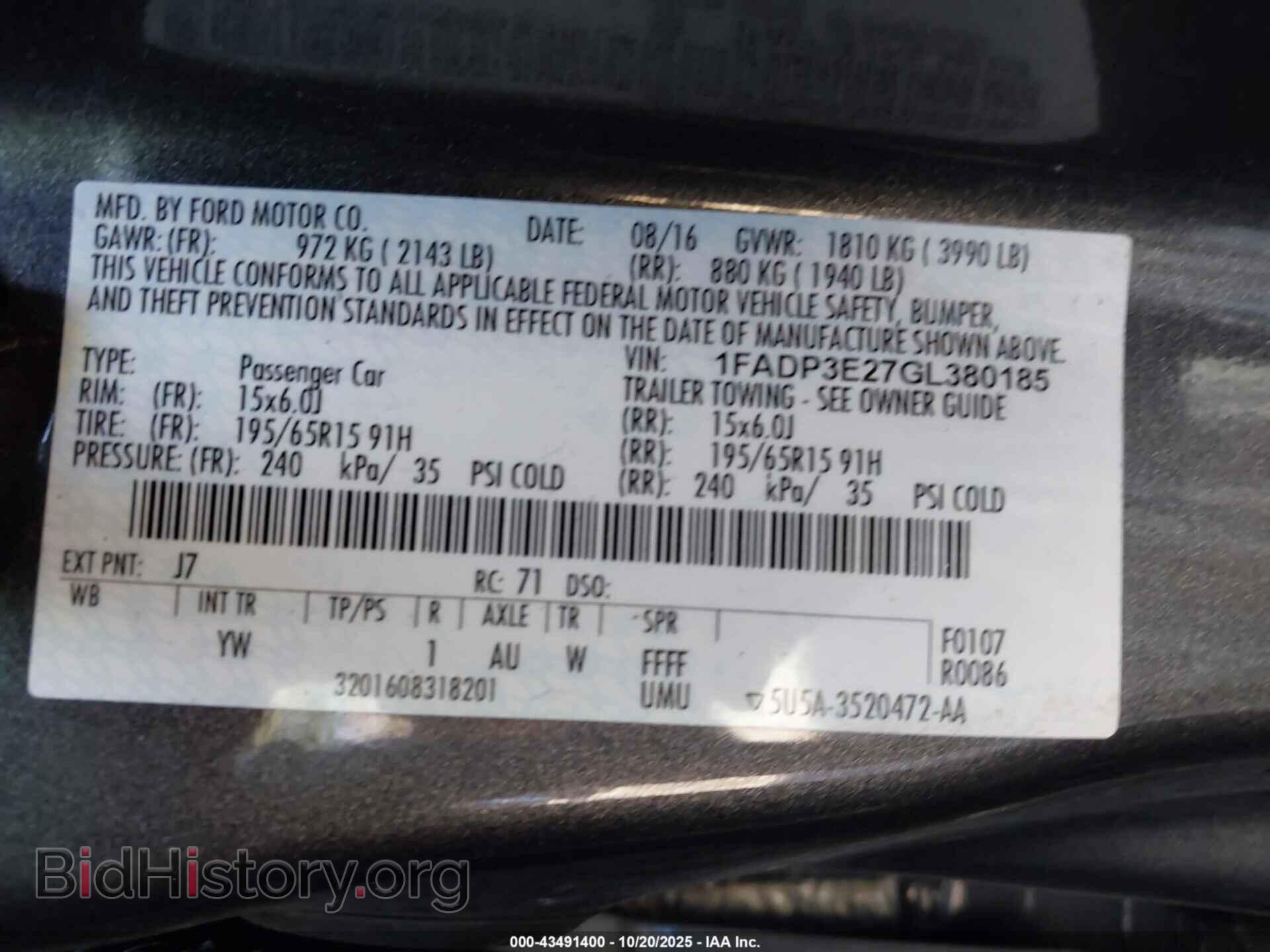 2016 FORD FOCUS - VIN: 1FADP3E27GL380185 - Фото 9
