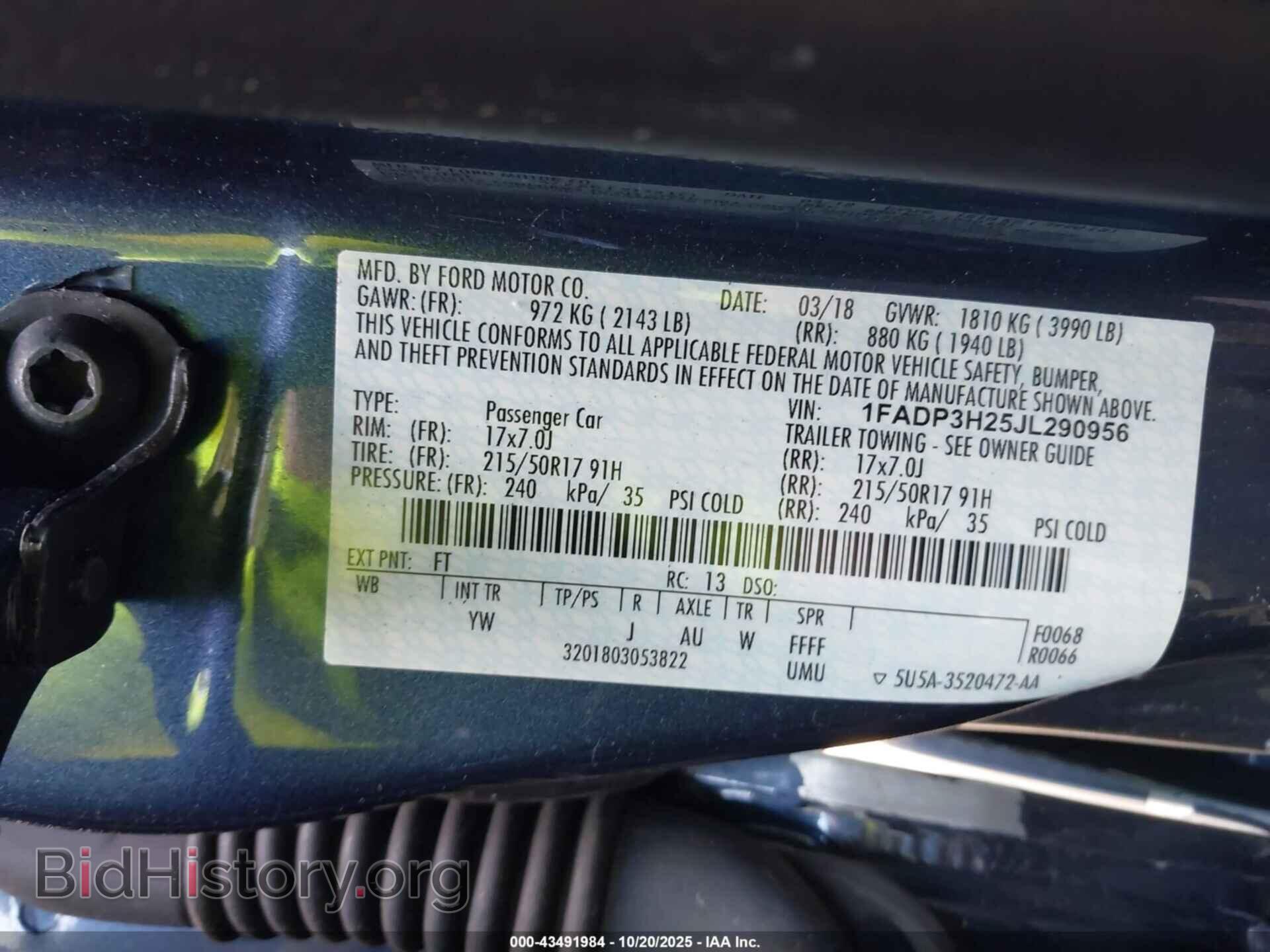 2018 FORD FOCUS - VIN: 1FADP3H25JL290956 - Фото 9