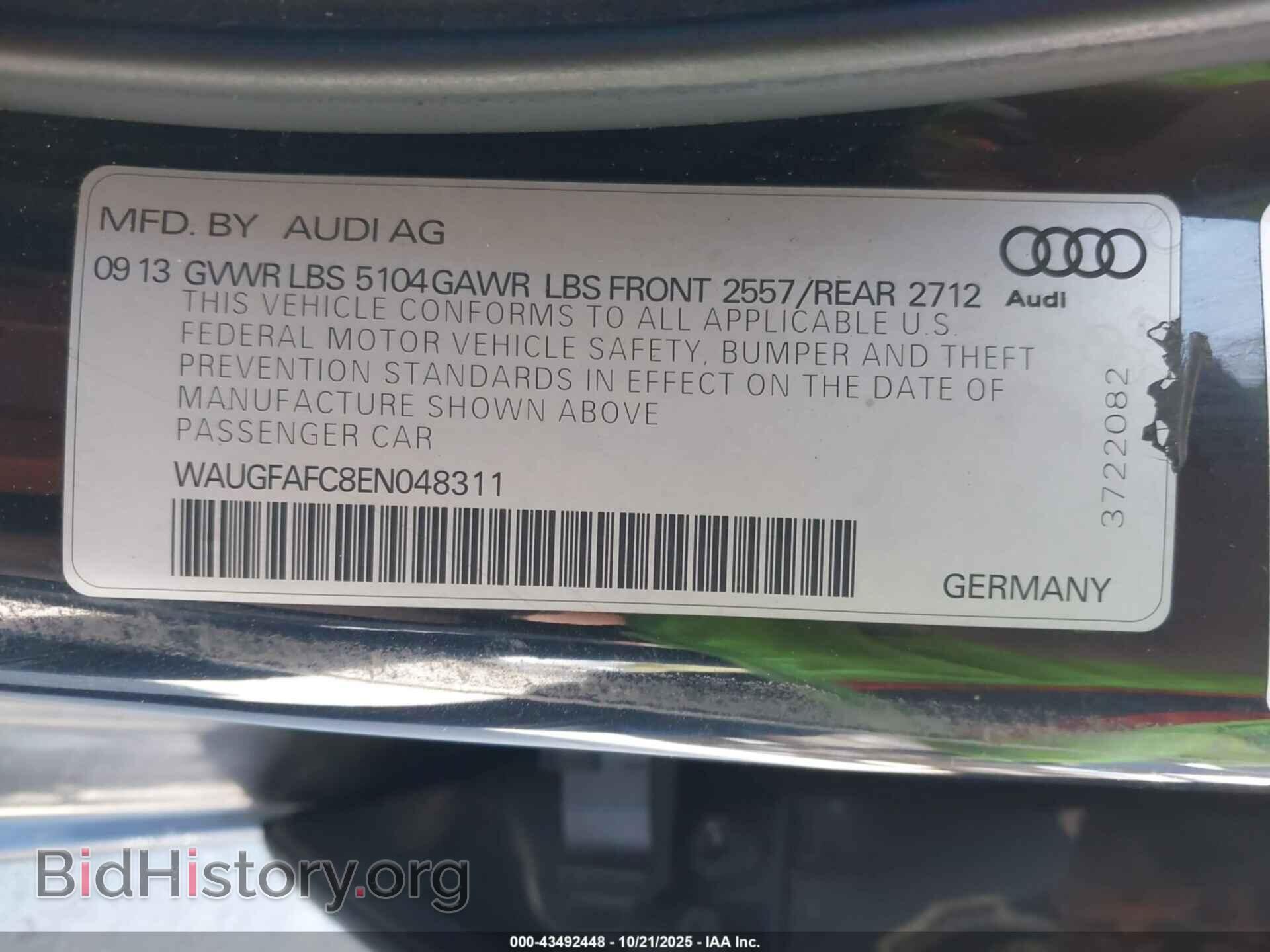 2014 AUDI A6 - VIN: WAUGFAFC8EN048311 - Фото 9