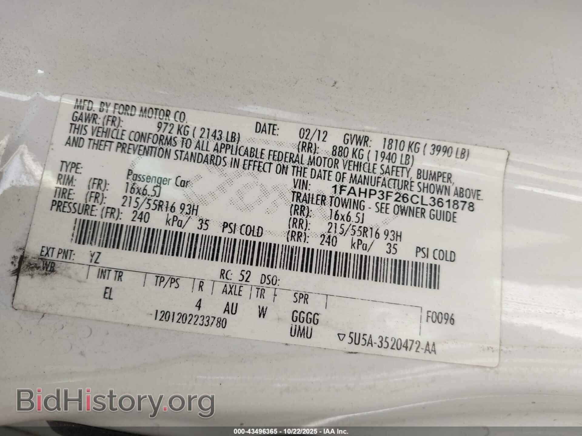 2012 FORD FOCUS - VIN: 1FAHP3F26CL361878 - Фото 9
