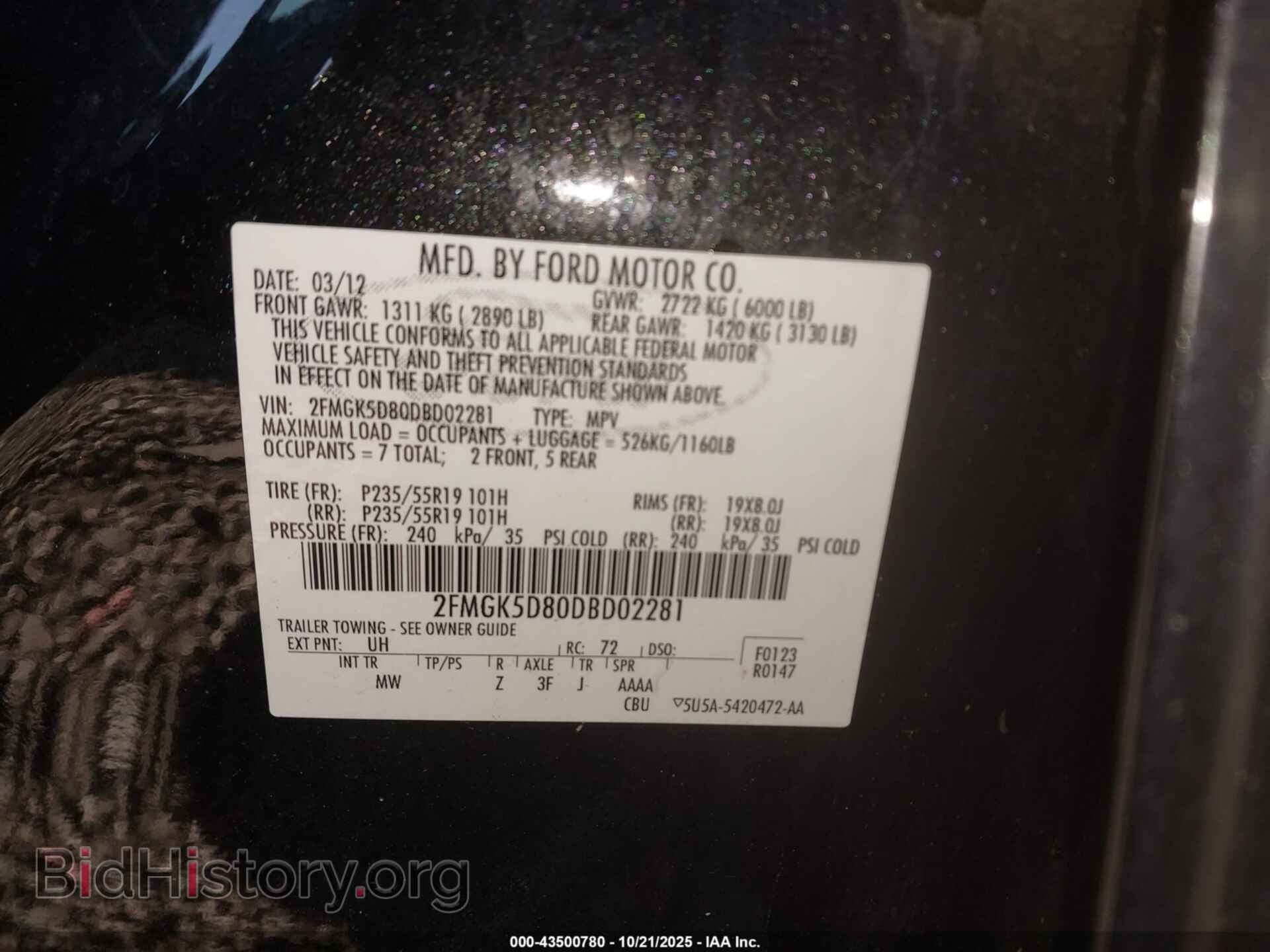 2013 FORD FLEX - VIN: 2FMGK5D80DBD02281 - Фото 9