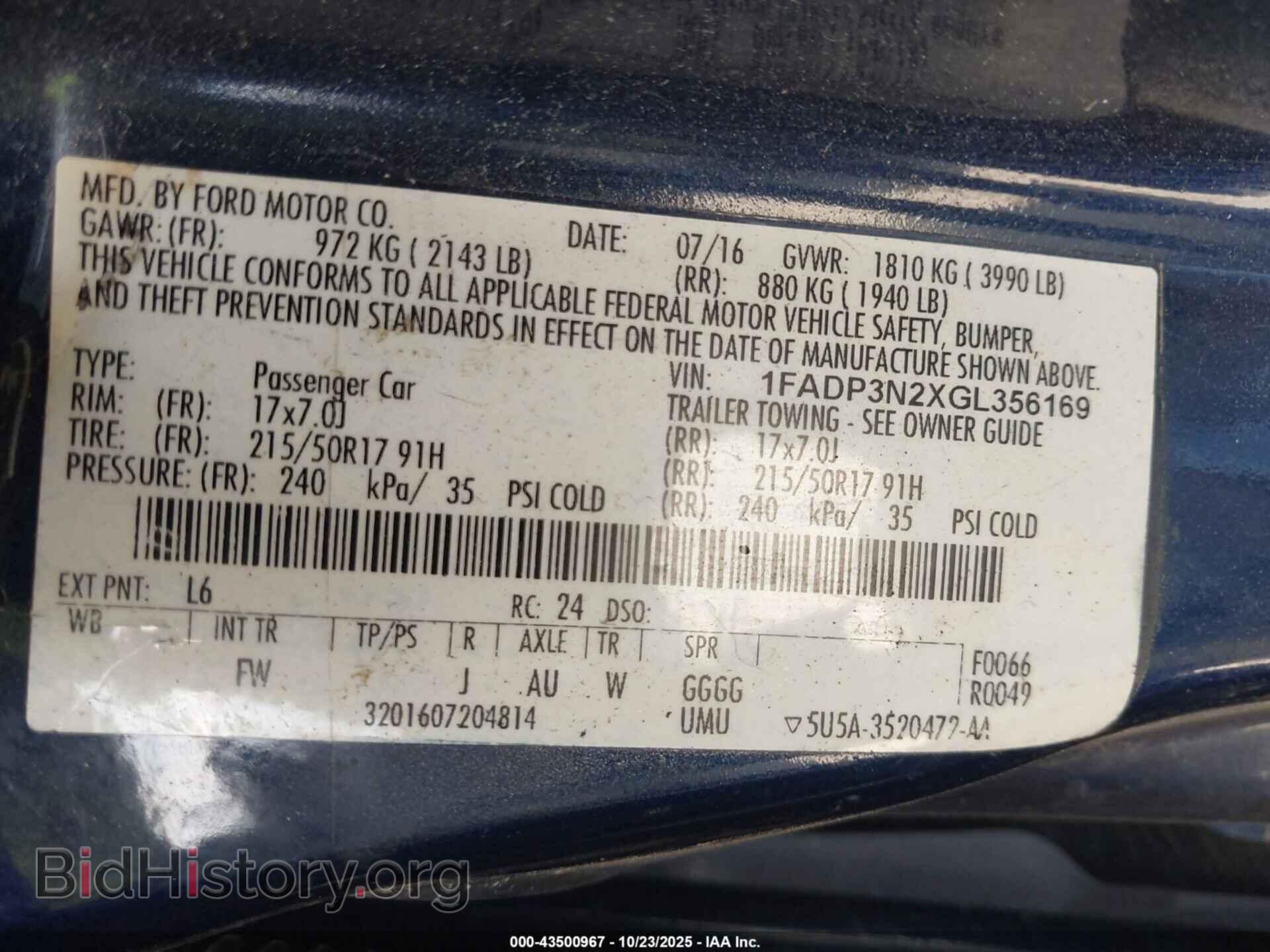 2016 FORD FOCUS - VIN: 1FADP3N2XGL356169 - Фото 9