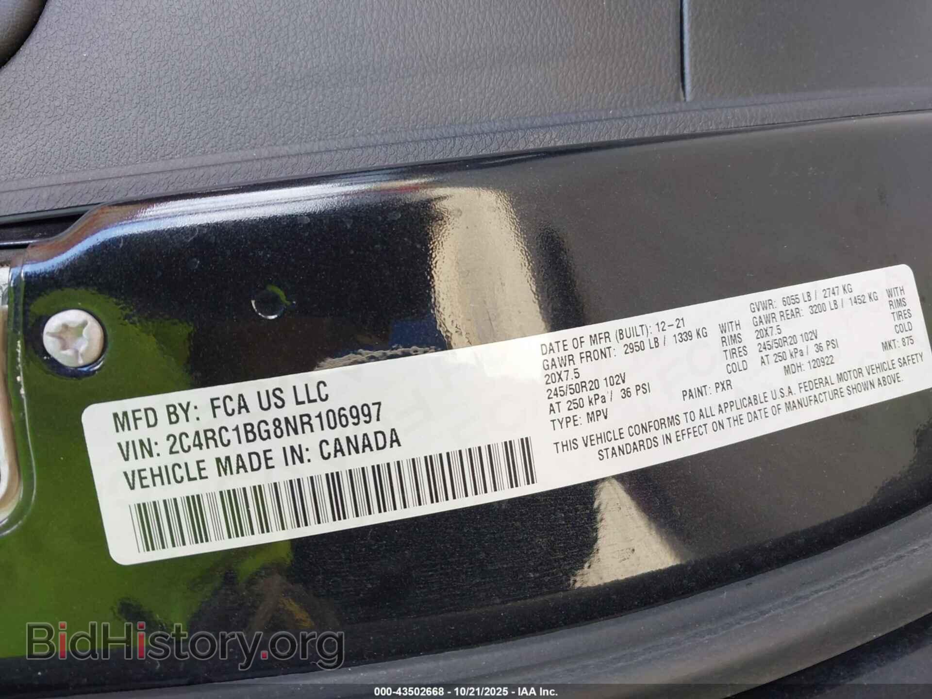 2022 CHRYSLER PACIFICA - VIN: 2C4RC1BG8NR106997 - Фото 9