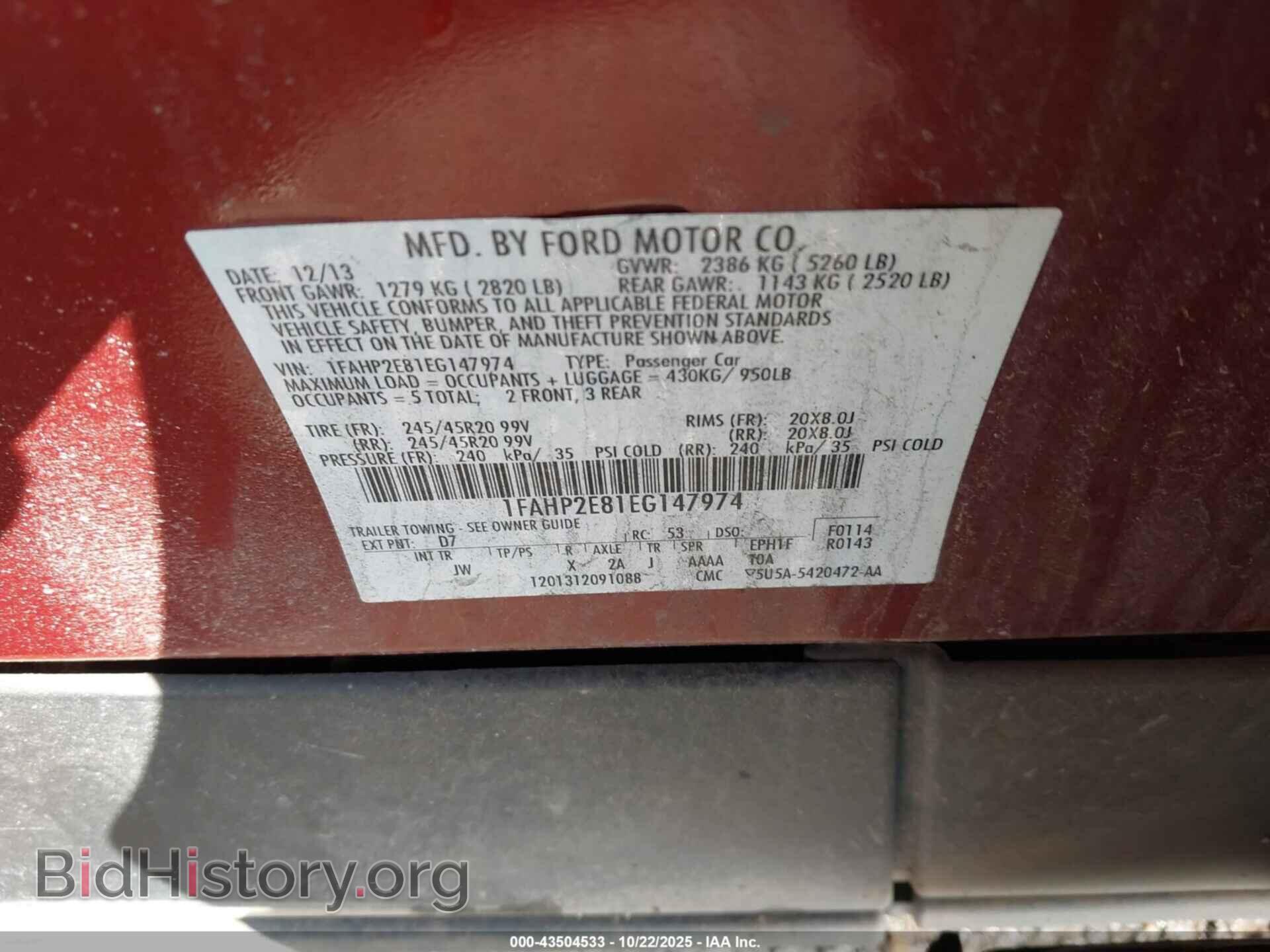 2014 FORD TAURUS - VIN: 1FAHP2E81EG147974 - Photo 9