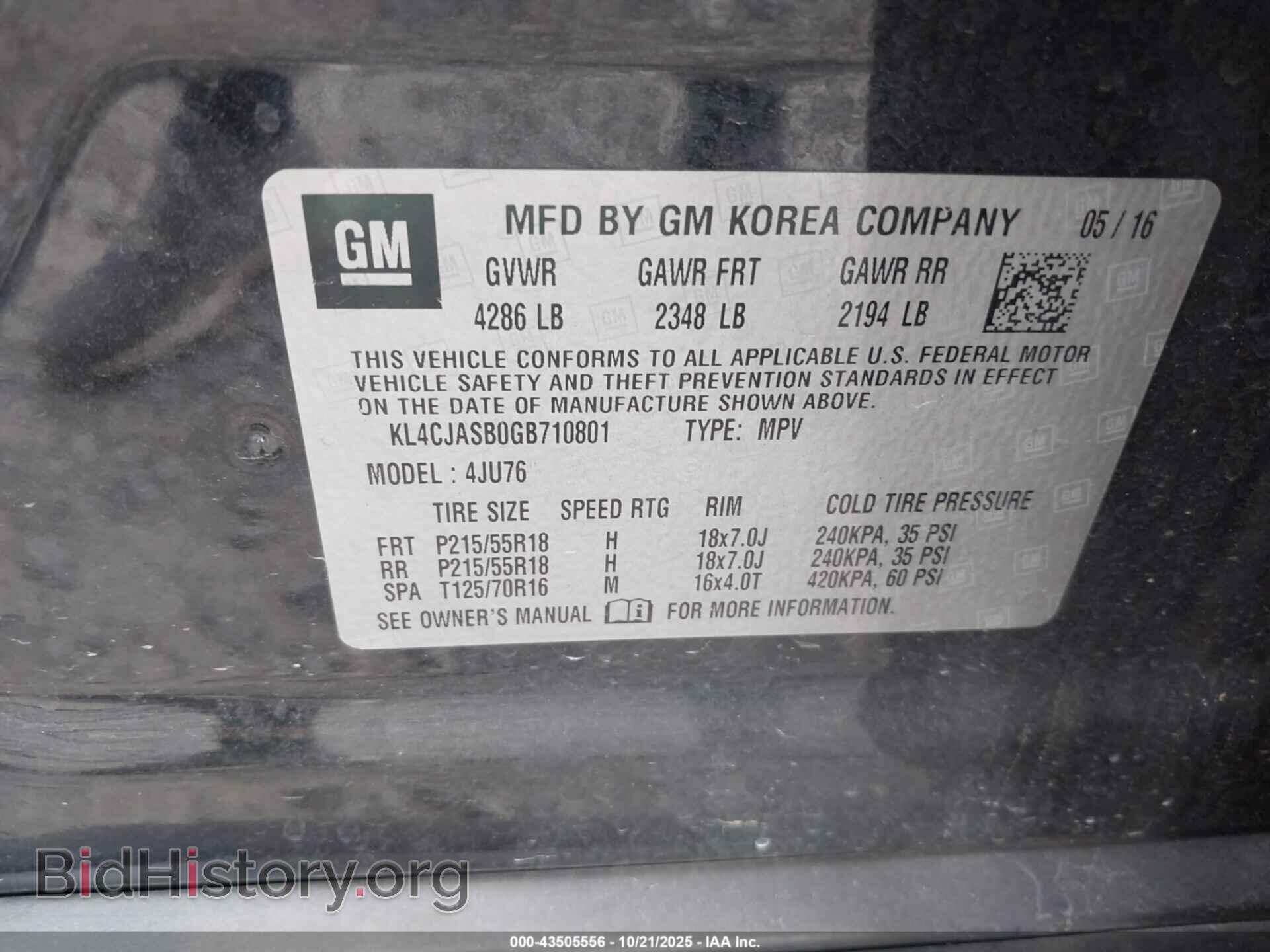 2016 BUICK ENCORE - VIN: KL4CJASB0GB710801 - Фото 9