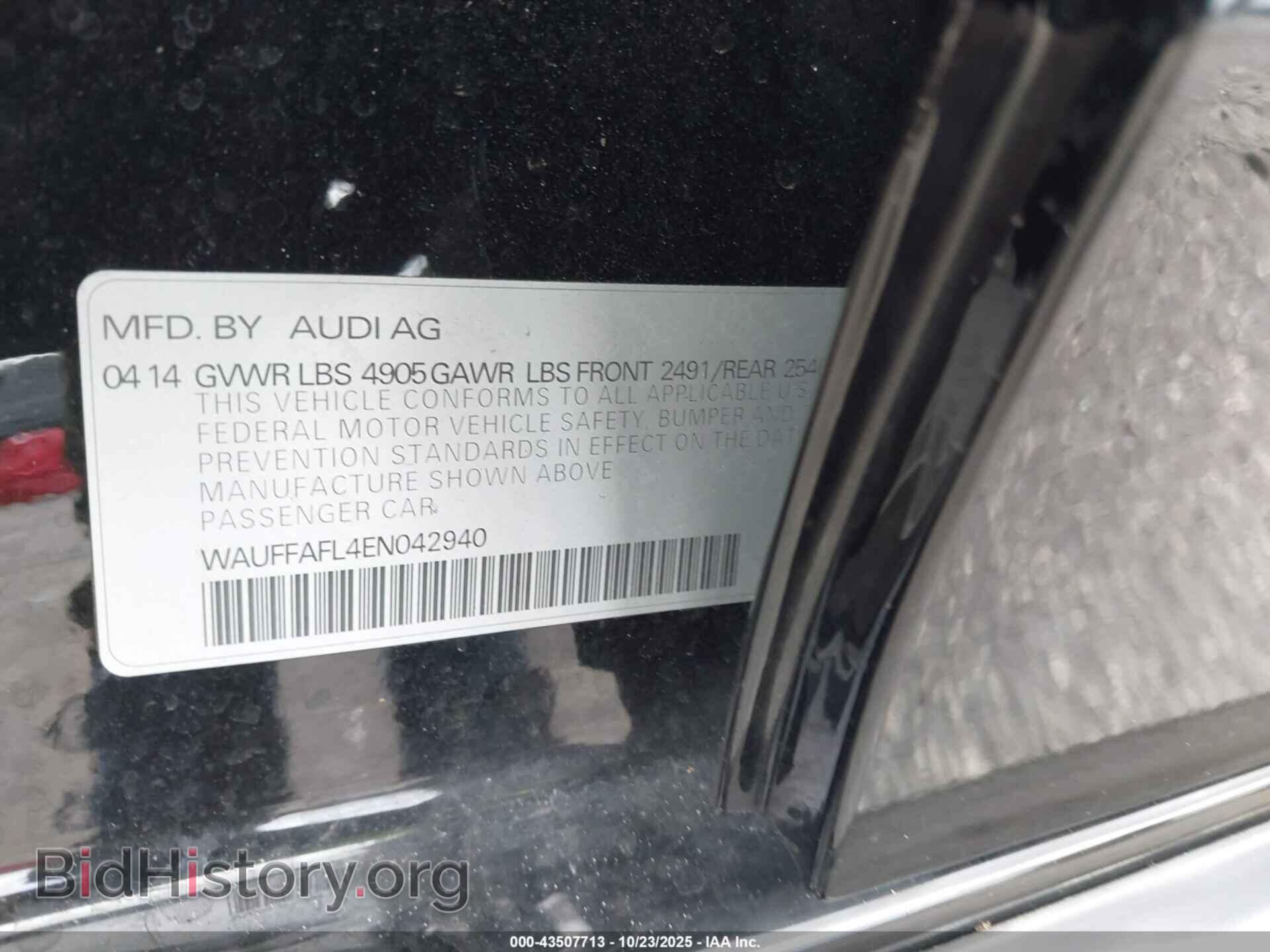 2014 AUDI A4 - VIN: WAUFFAFL4EN042940 - Фото 9