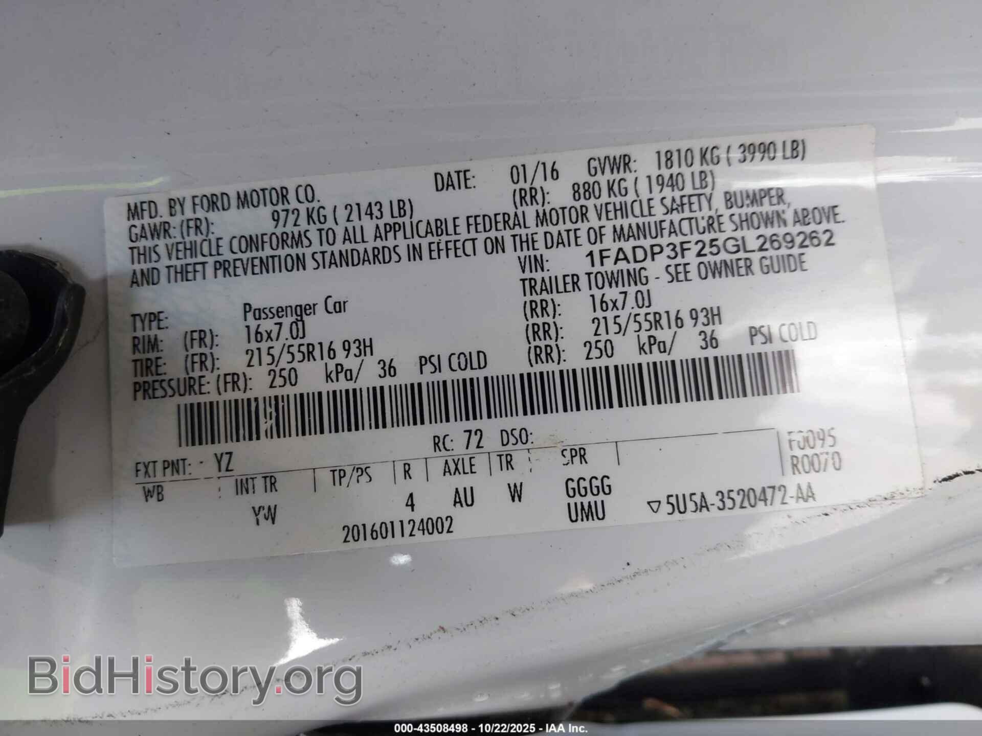 2016 FORD FOCUS - VIN: 1FADP3F25GL269262 - Фото 9