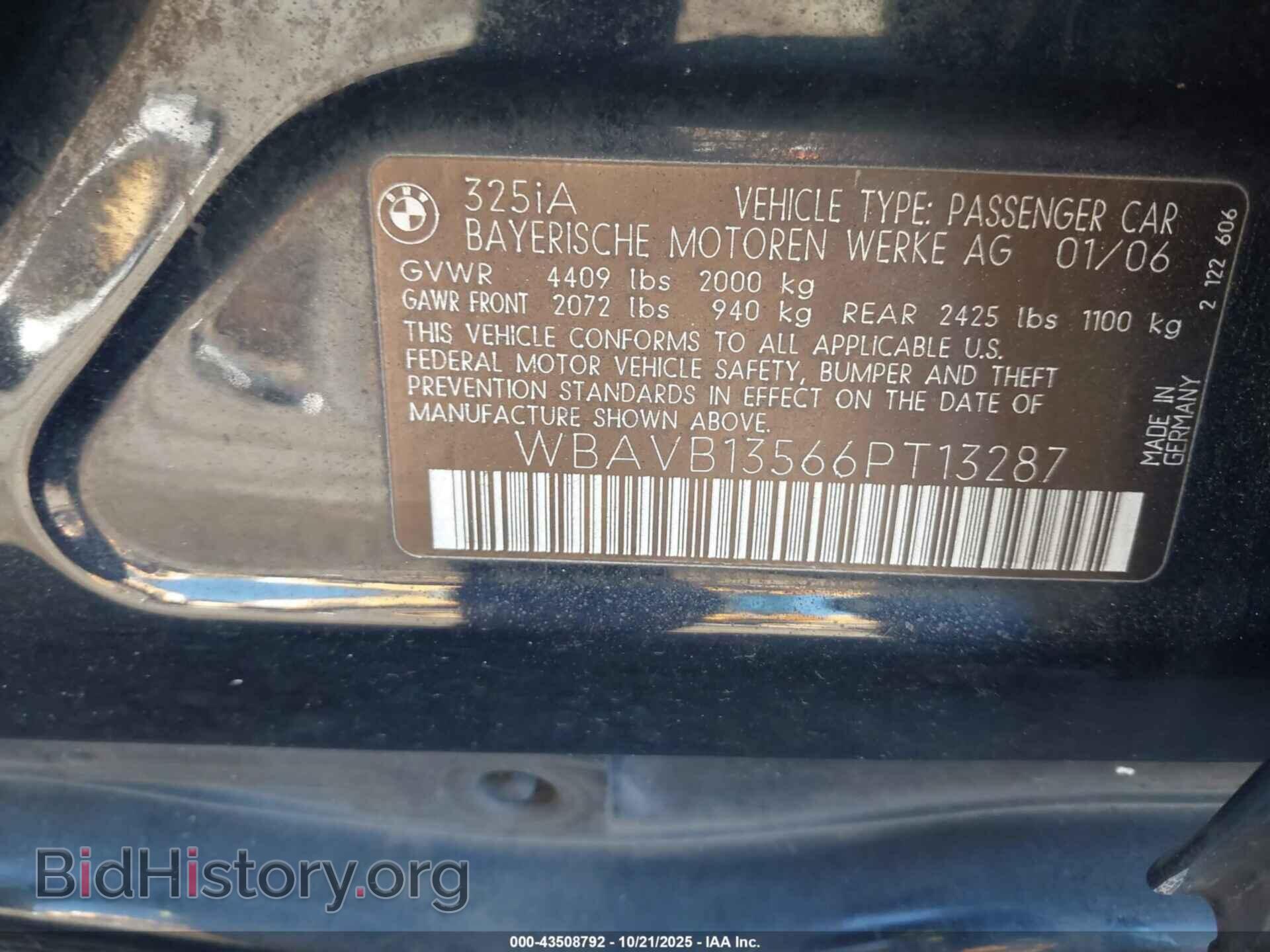 2006 BMW 325I - VIN: WBAVB13566PT13287 - Фото 9
