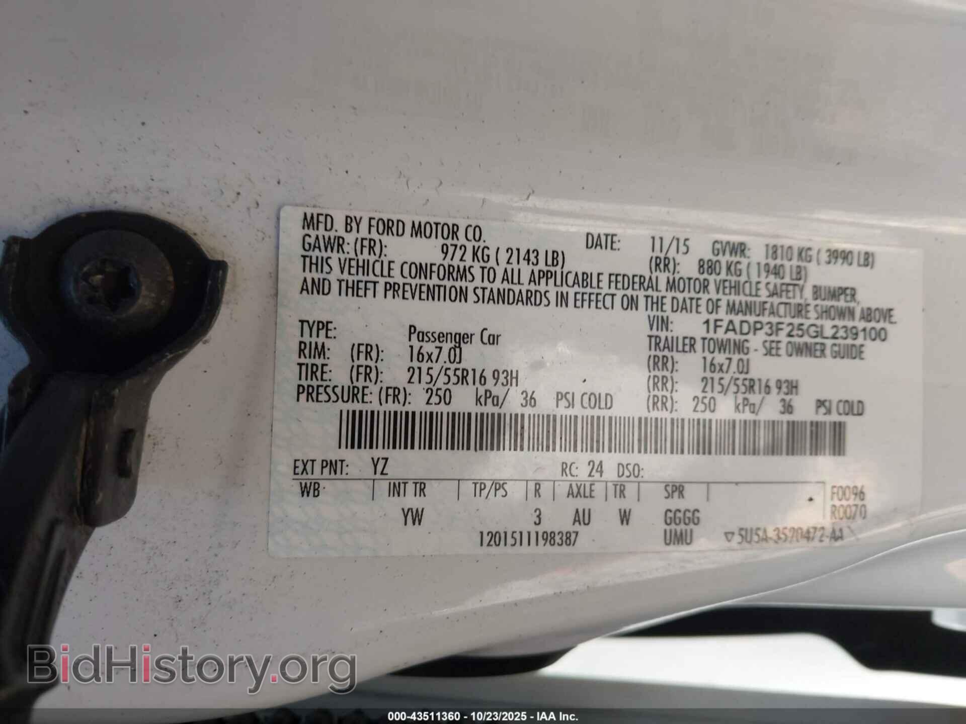 2016 FORD FOCUS - VIN: 1FADP3F25GL239100 - Фото 9