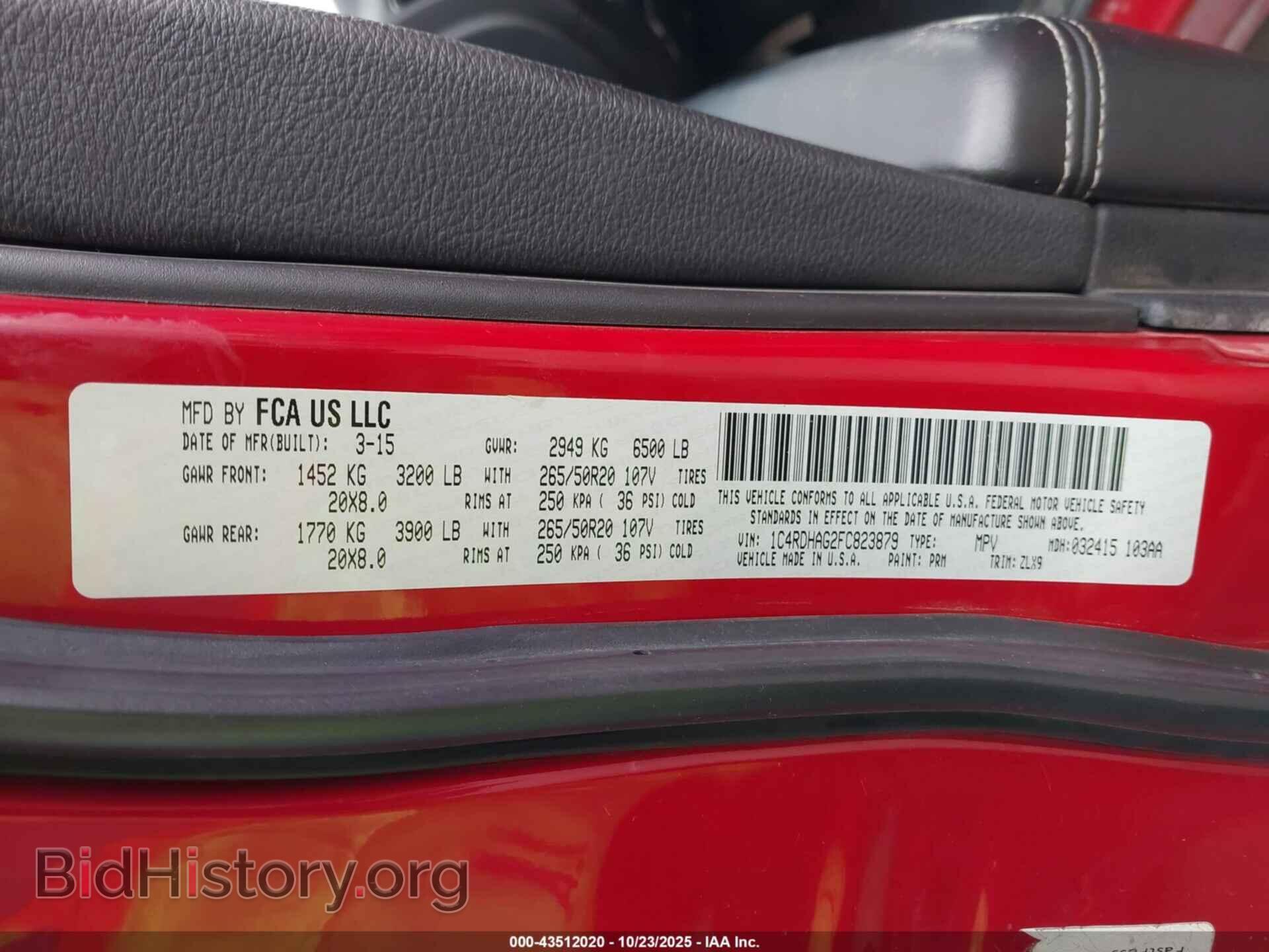 2015 DODGE DURANGO - VIN: 1C4RDHAG2FC823879 - Photo 9