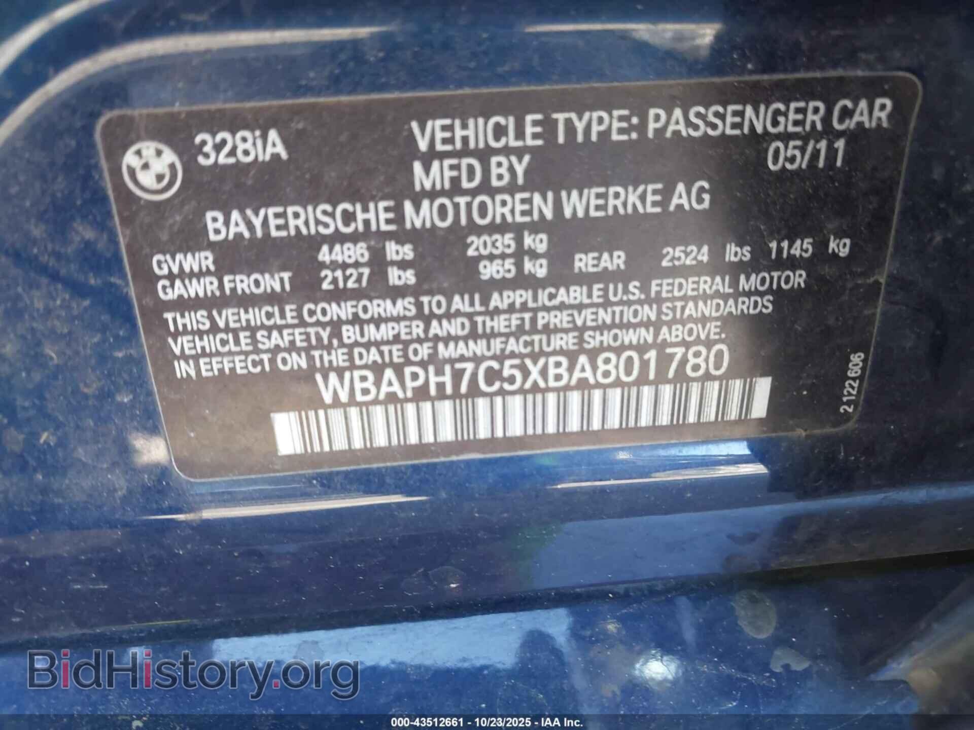 2011 BMW 328I - VIN: WBAPH7C5XBA801780 - Фото 9
