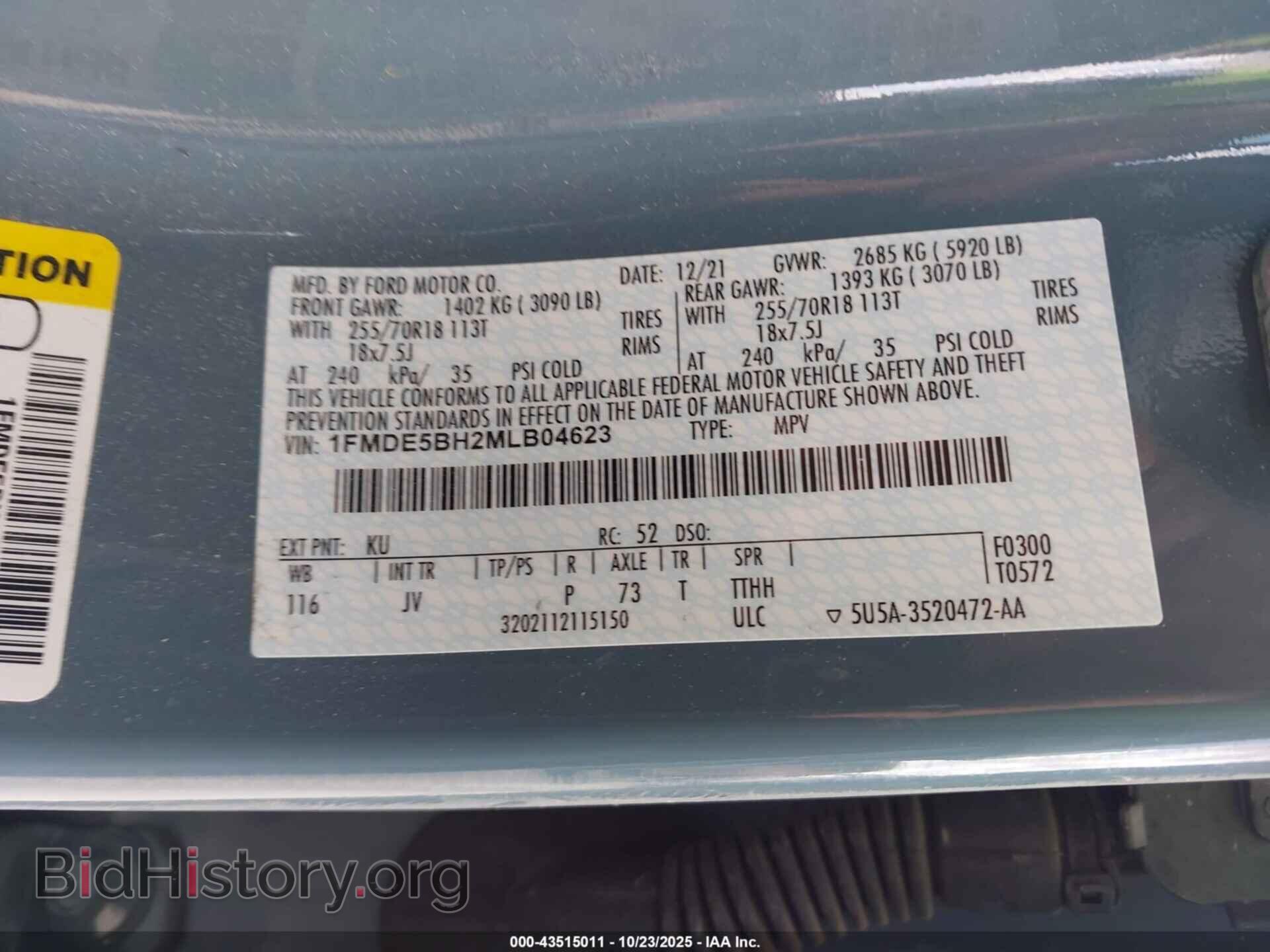 2021 FORD BRONCO - VIN: 1FMDE5BH2MLB04623 - Фото 9