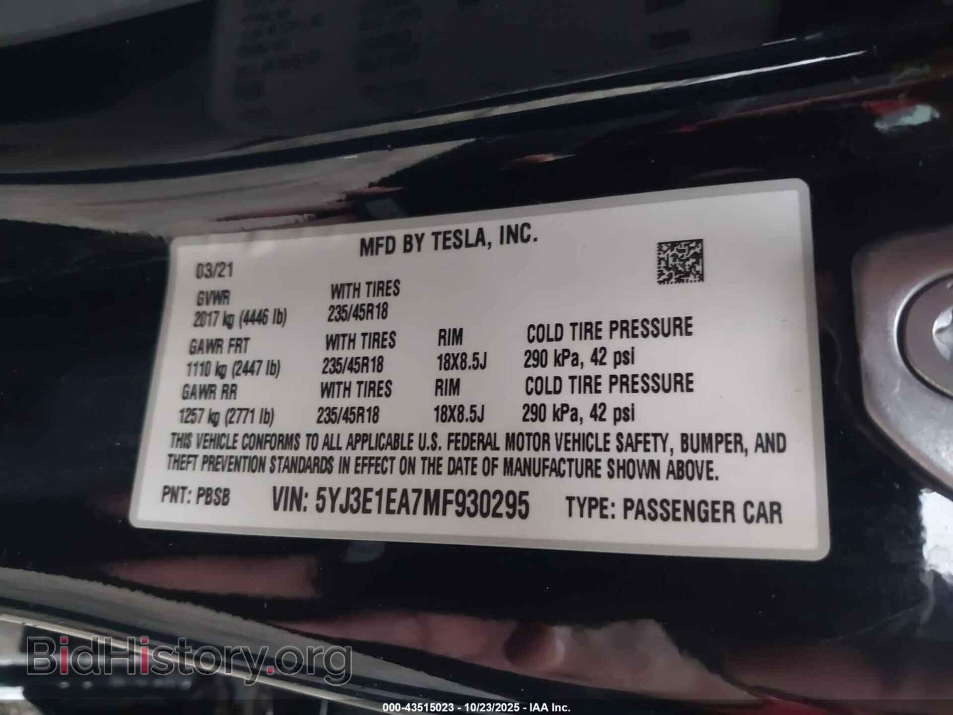 2021 TESLA MODEL 3 - VIN: 5YJ3E1EA7MF930295 - Photo 9
