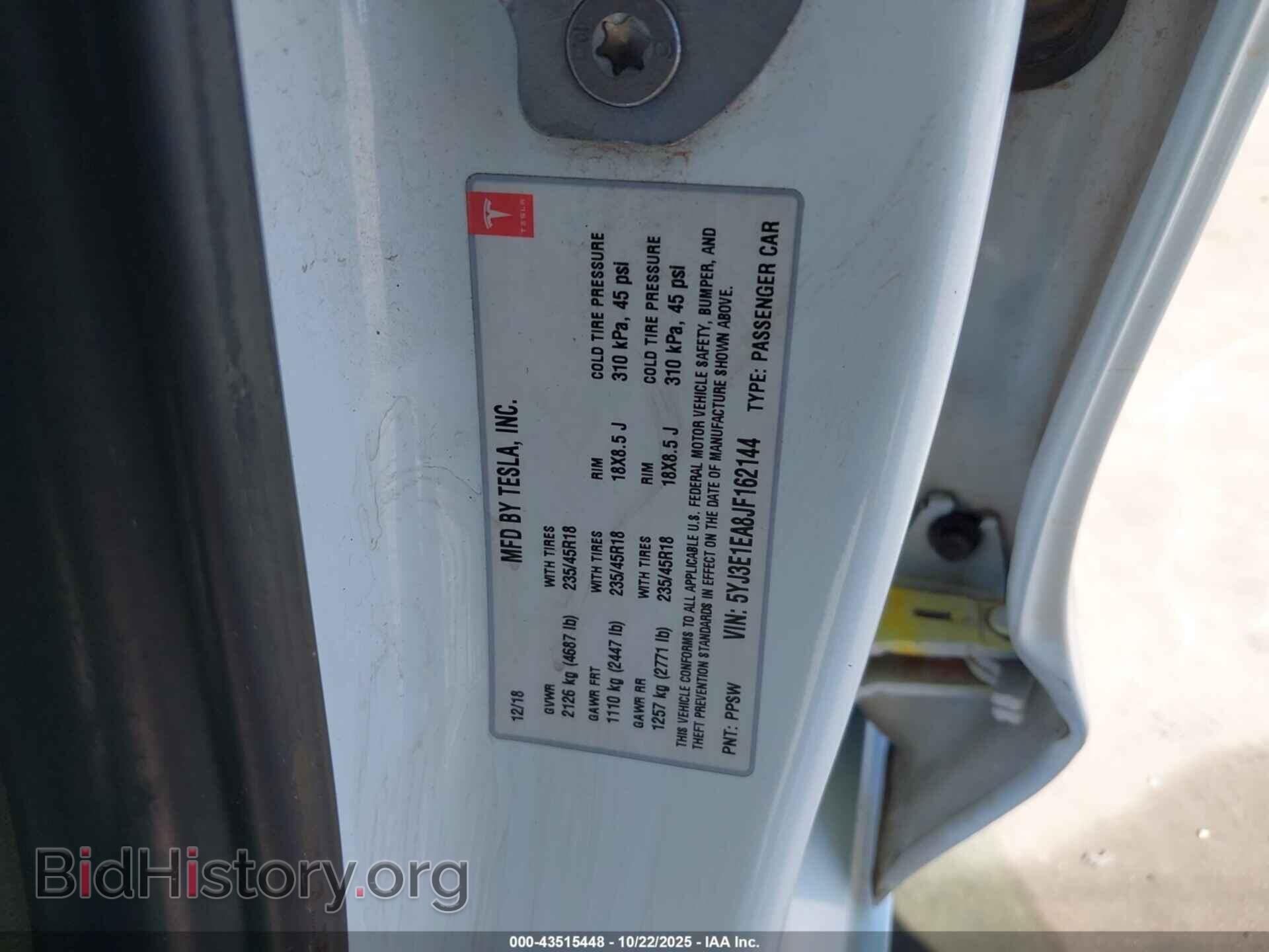 2018 TESLA MODEL 3 - VIN: 5YJ3E1EA8JF162144 - Photo 9