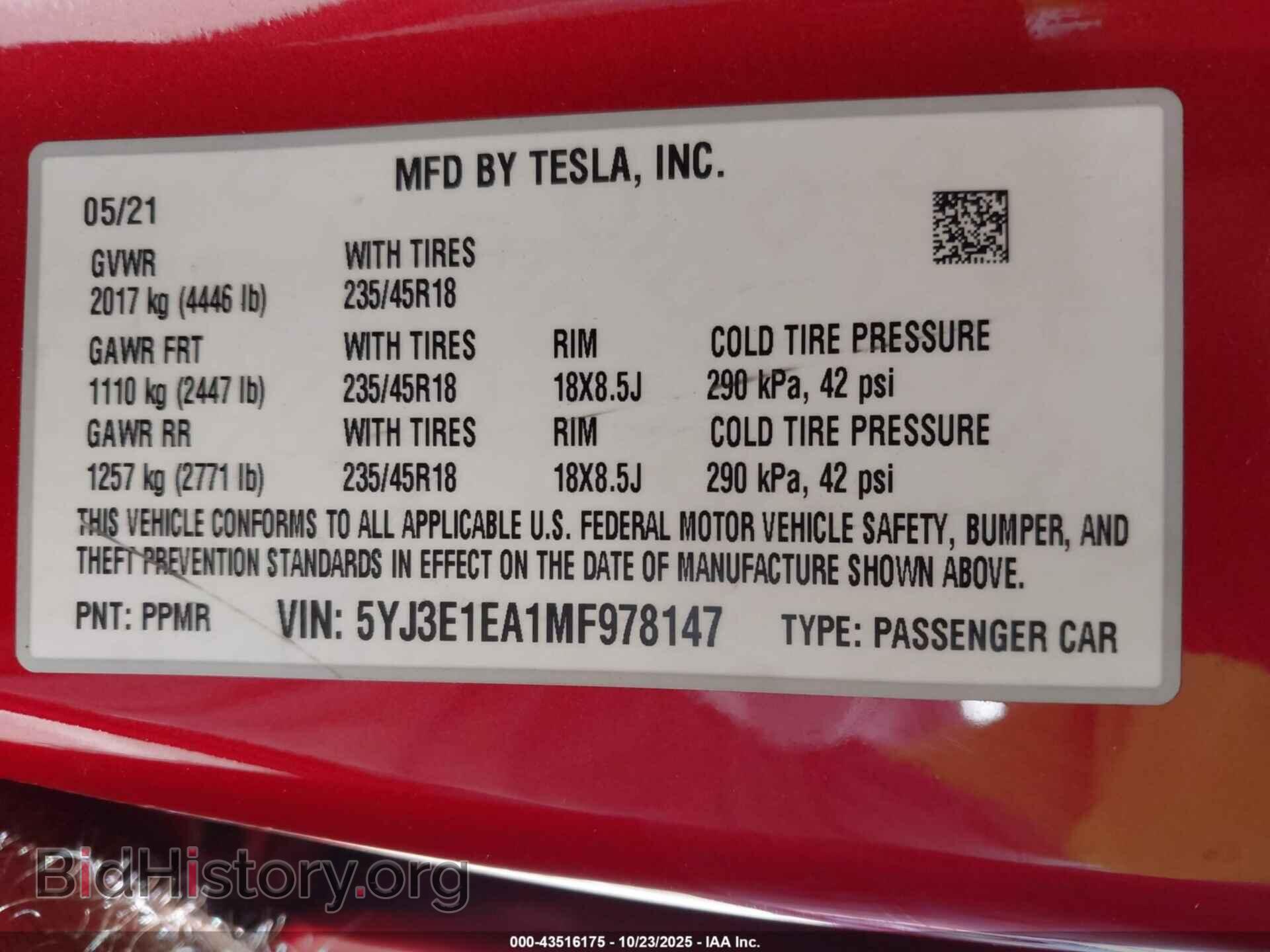 2021 TESLA MODEL 3 - VIN: 5YJ3E1EA1MF978147 - Photo 9
