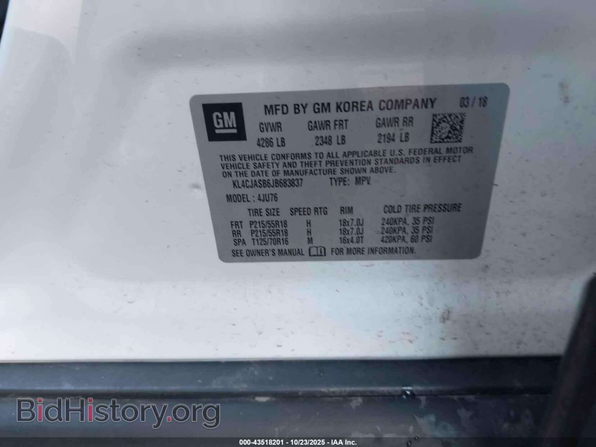 2018 BUICK ENCORE - VIN: KL4CJASB6JB683837 - Фото 9