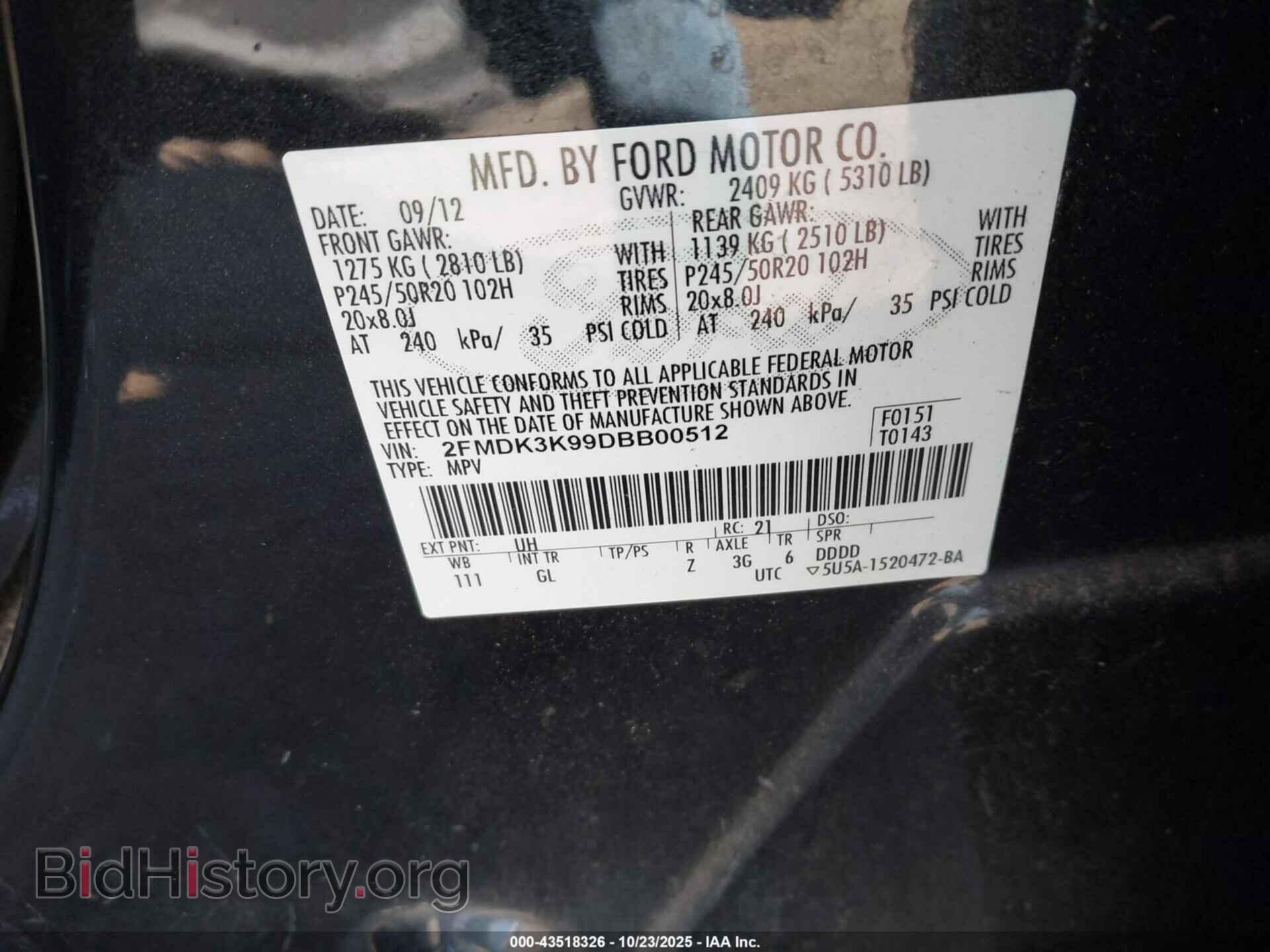2013 FORD EDGE - VIN: 2FMDK3K99DBB00512 - Photo 9